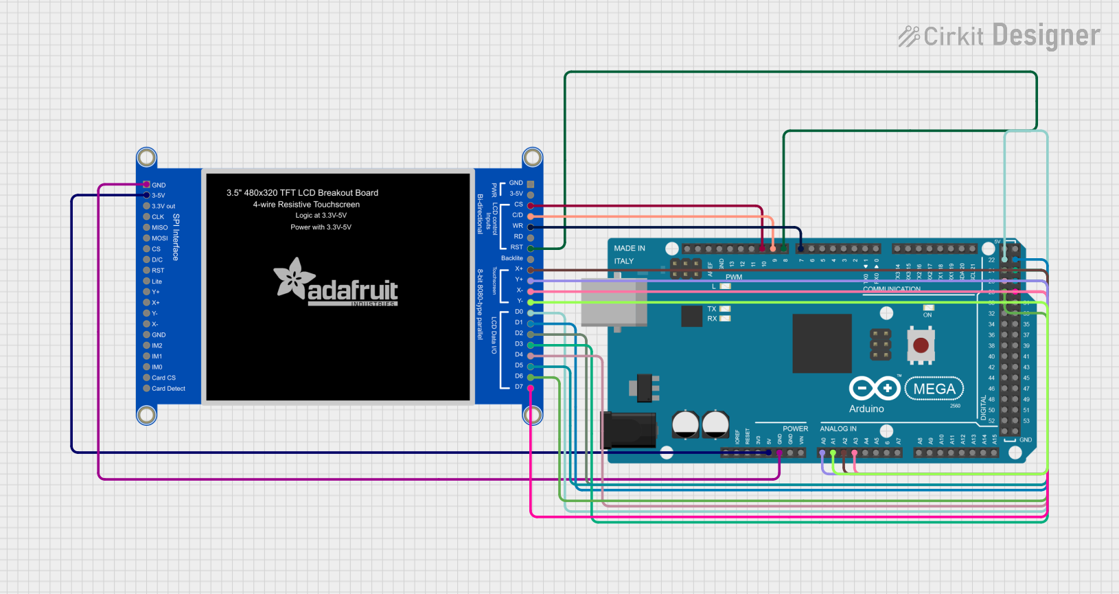 Image of Tablero Moto: A project utilizing Adafruit TFT 2.2 inch 320x240 w microSD in a practical application