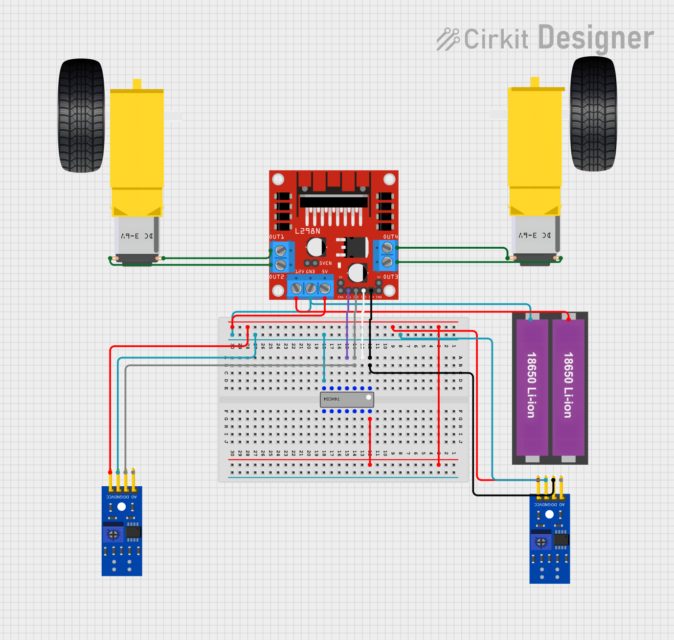 Image of obstacle-avoiding robot: A project utilizing L298D in a practical application