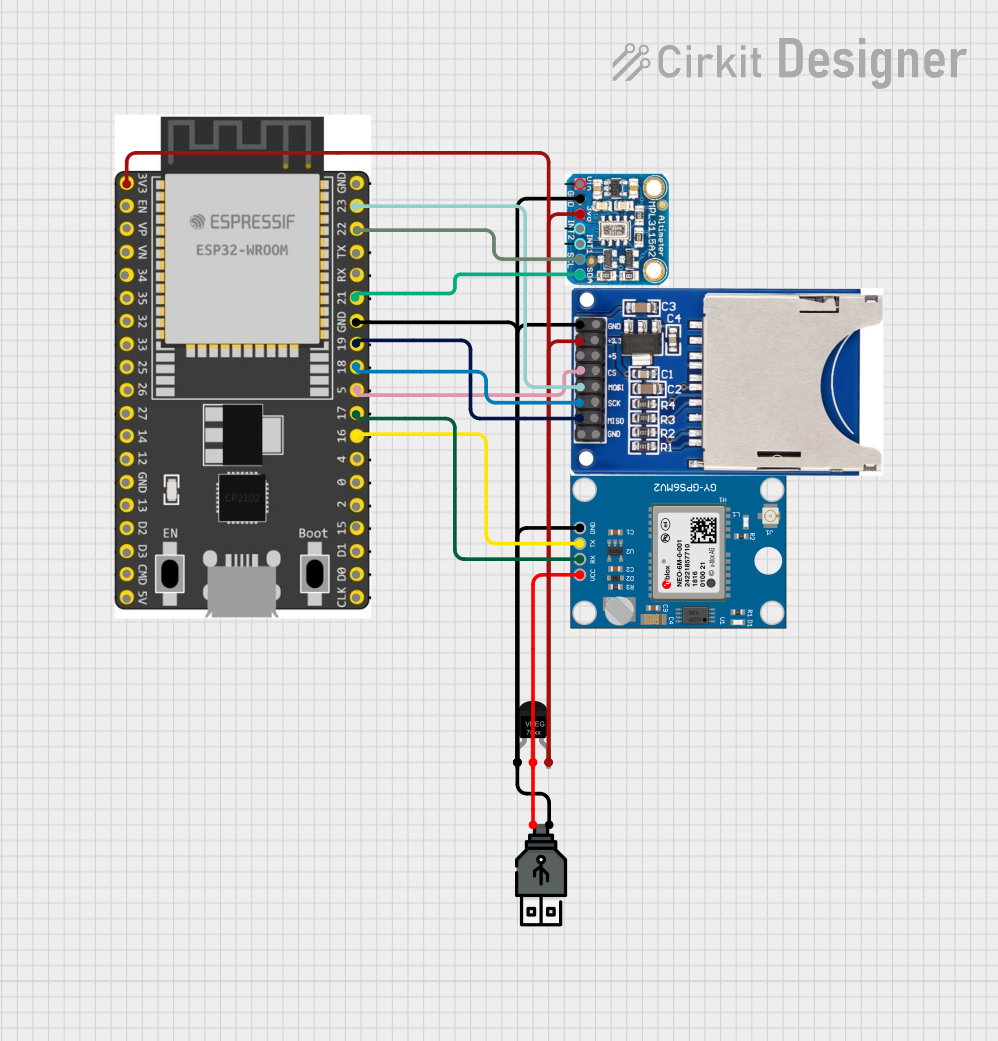 Image of gps projekt circuit: A project utilizing ESP32-WROOM-32UE in a practical application