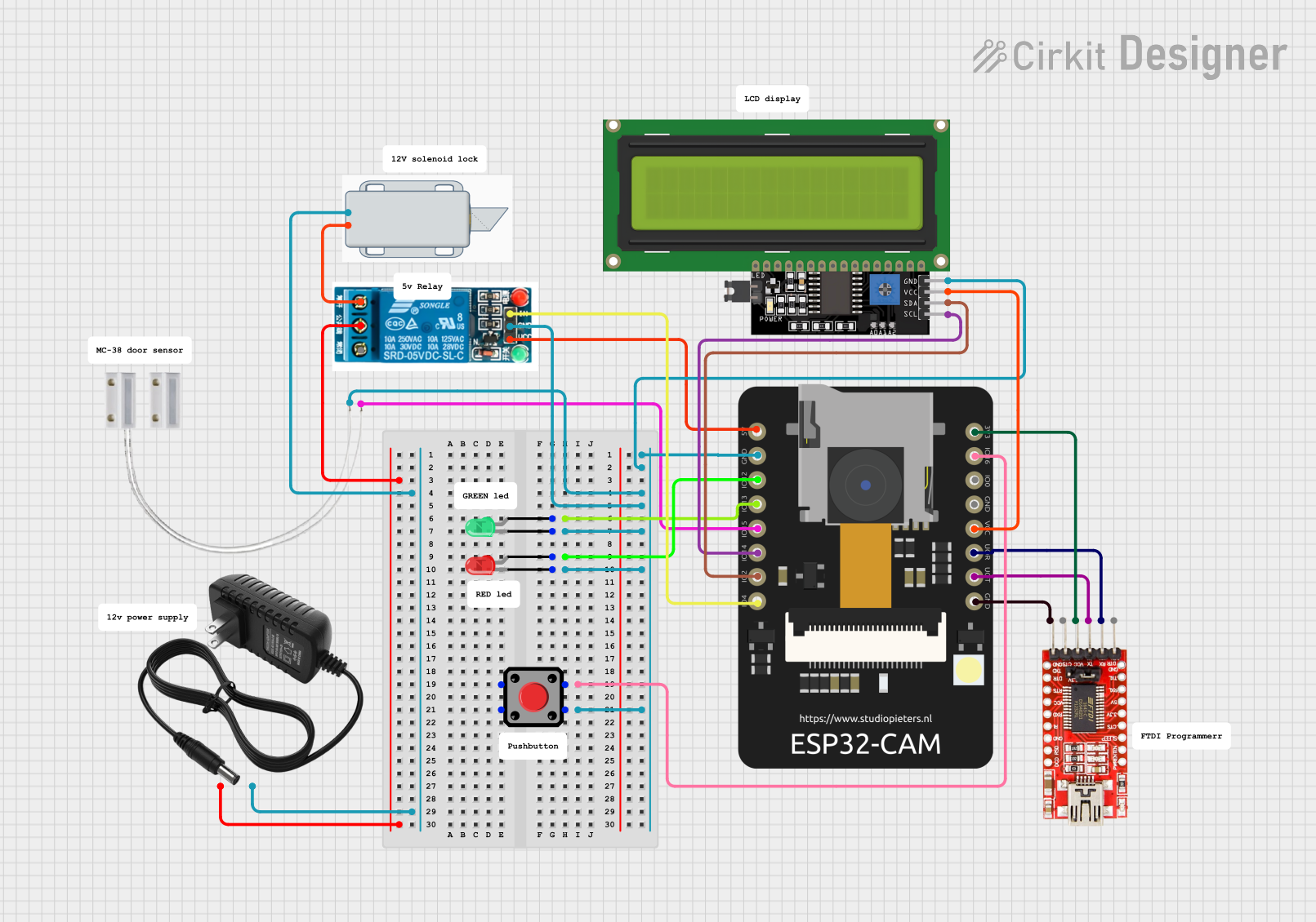 ESP32 CAM Controlled Security System with I2C LCD and Solenoid Lock ...