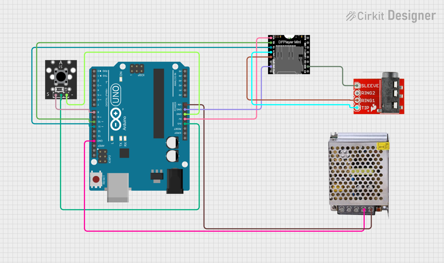 Image of dfp player: A project utilizing 3.5mm Audio Jack 3 Pin in a practical application