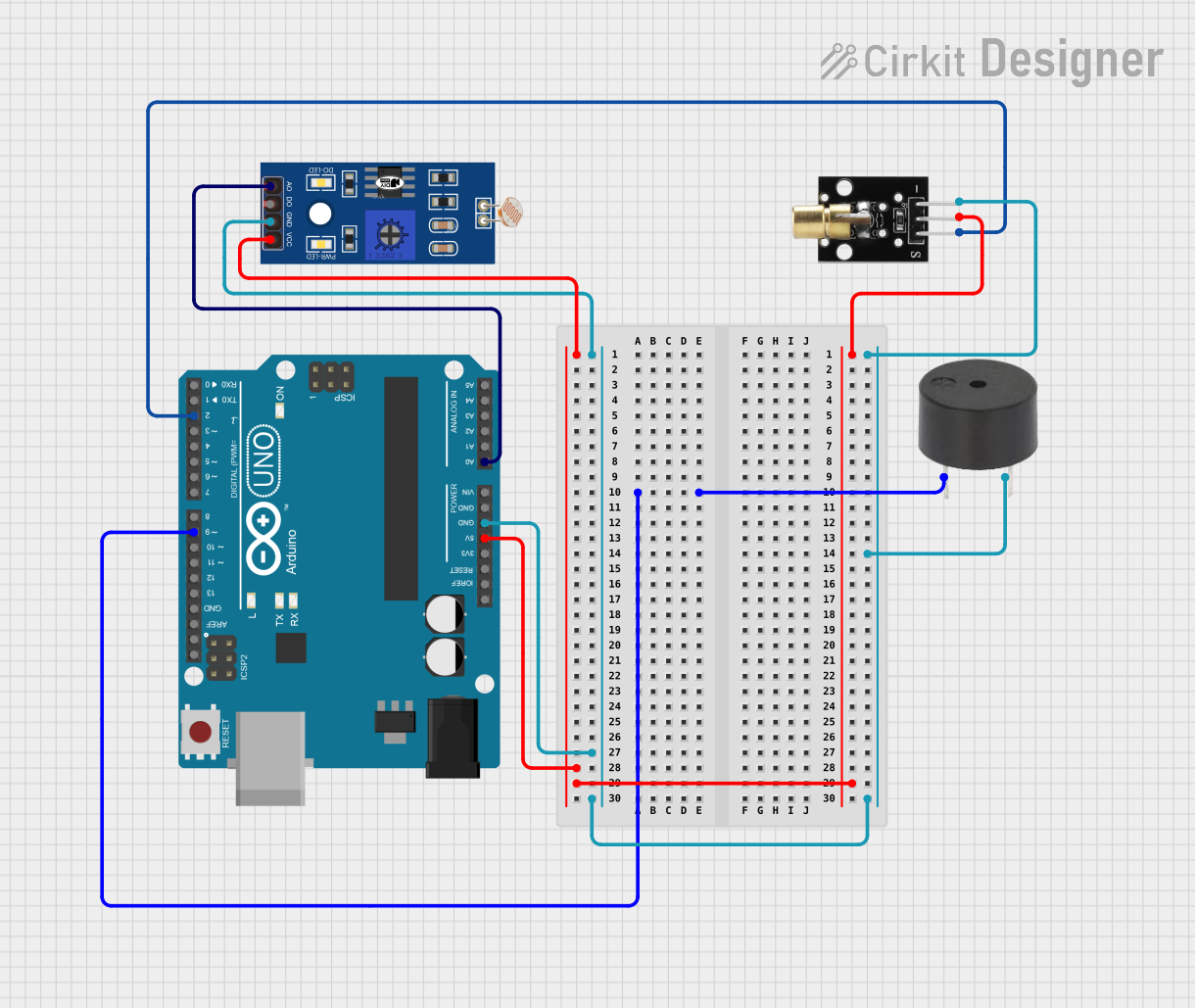 Image of Arduino-Controlled Laser Security System with LDR and Buzzer