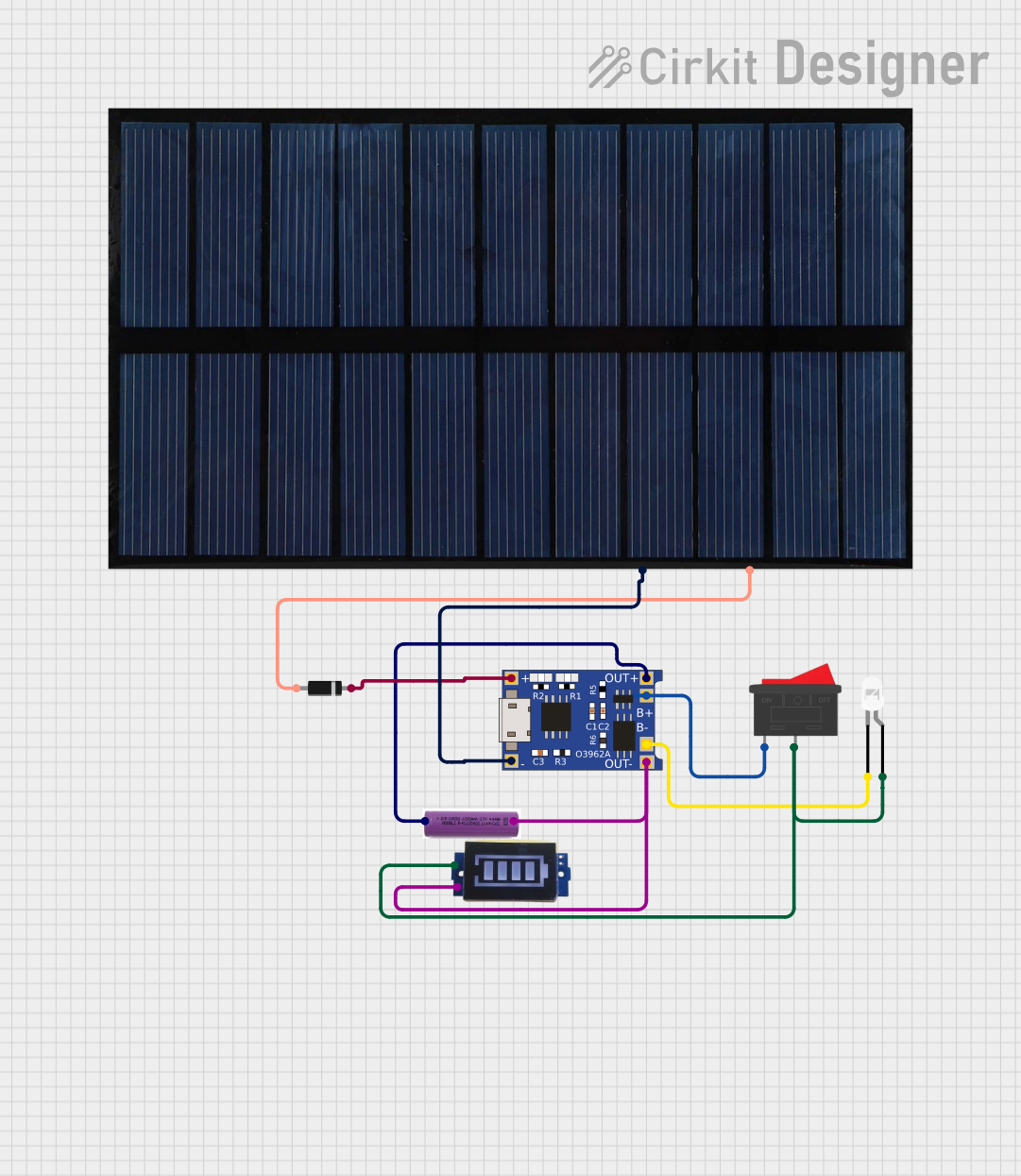 Image of G7_SOLAR_POWERED_TORCH: A project utilizing 3.7v battery in a practical application