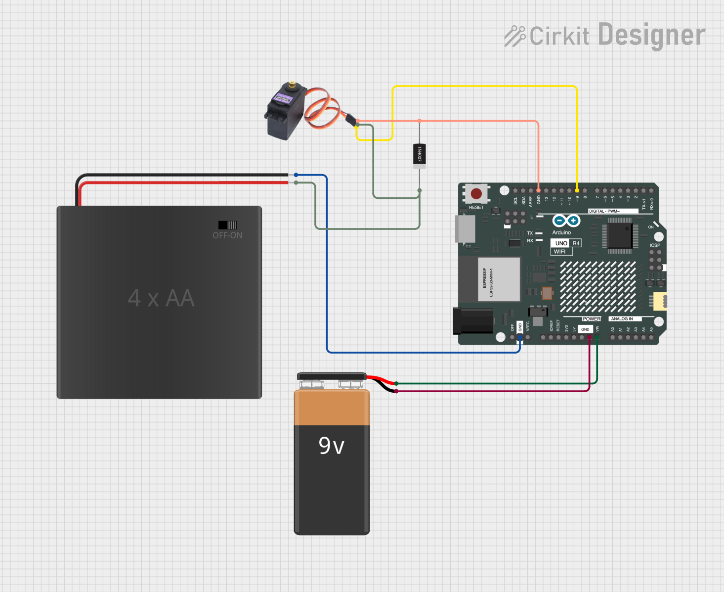 Image of Arduino Uno Rev 4 Wifi (Servo Motor): A project utilizing Servo Motor MG996R in a practical application