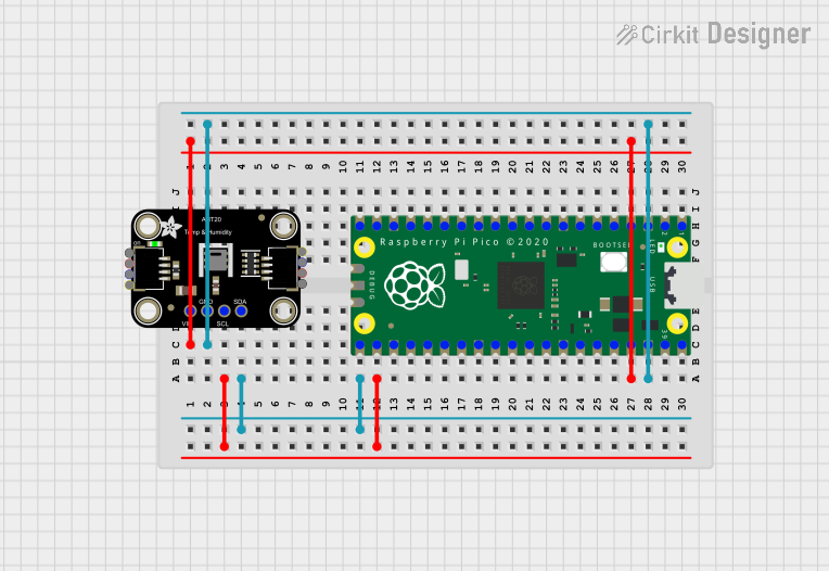 Image of rpi pico with aht20: A project utilizing Adafruit HTS221 in a practical application