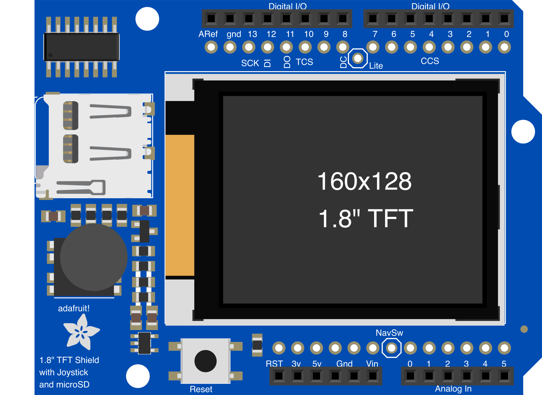Image of Adafruit 1.8 inch TFT Shield