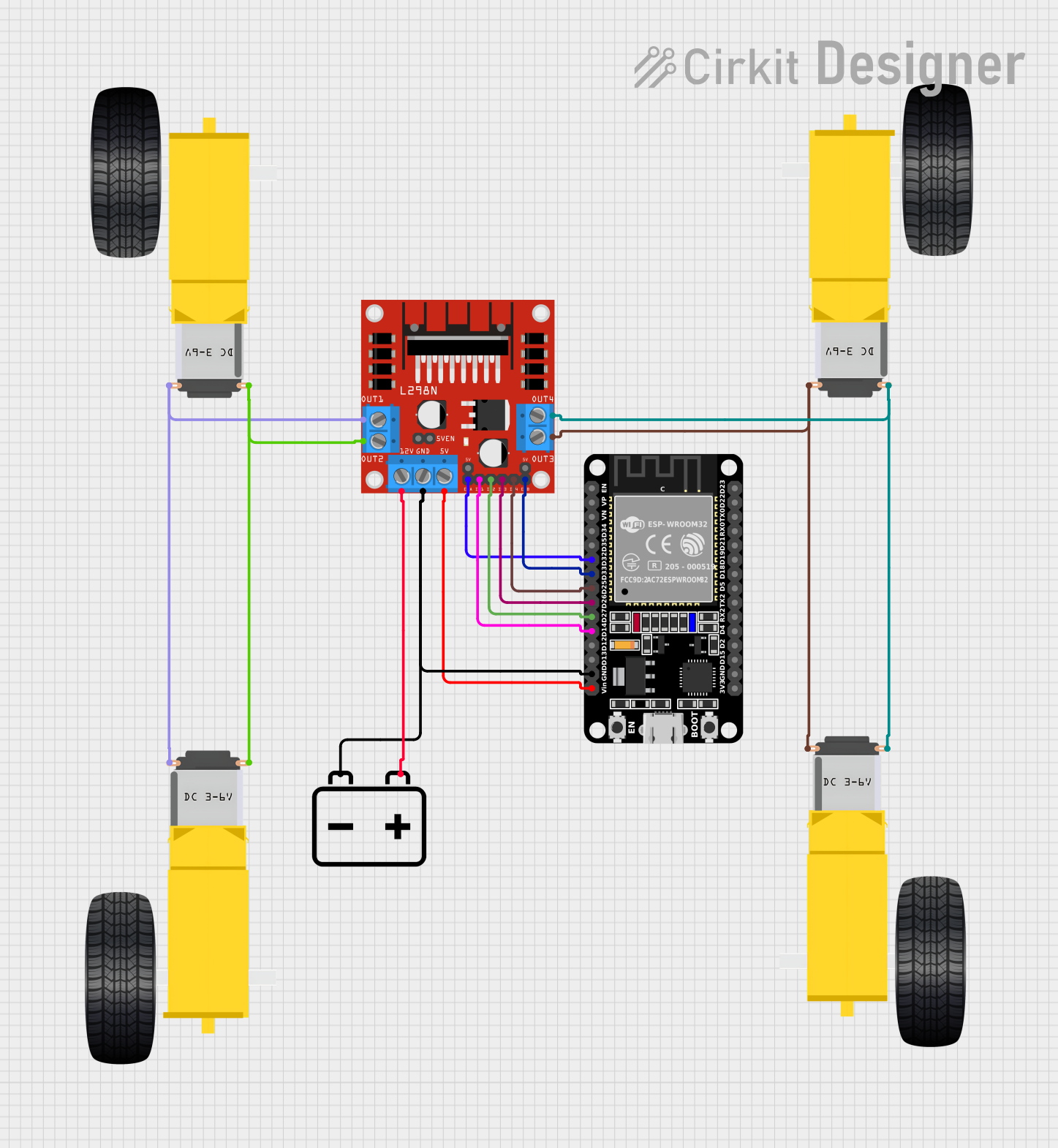 Image of ESP 32 BT BOT: A project utilizing L298N MOTOR DRIVER in a practical application