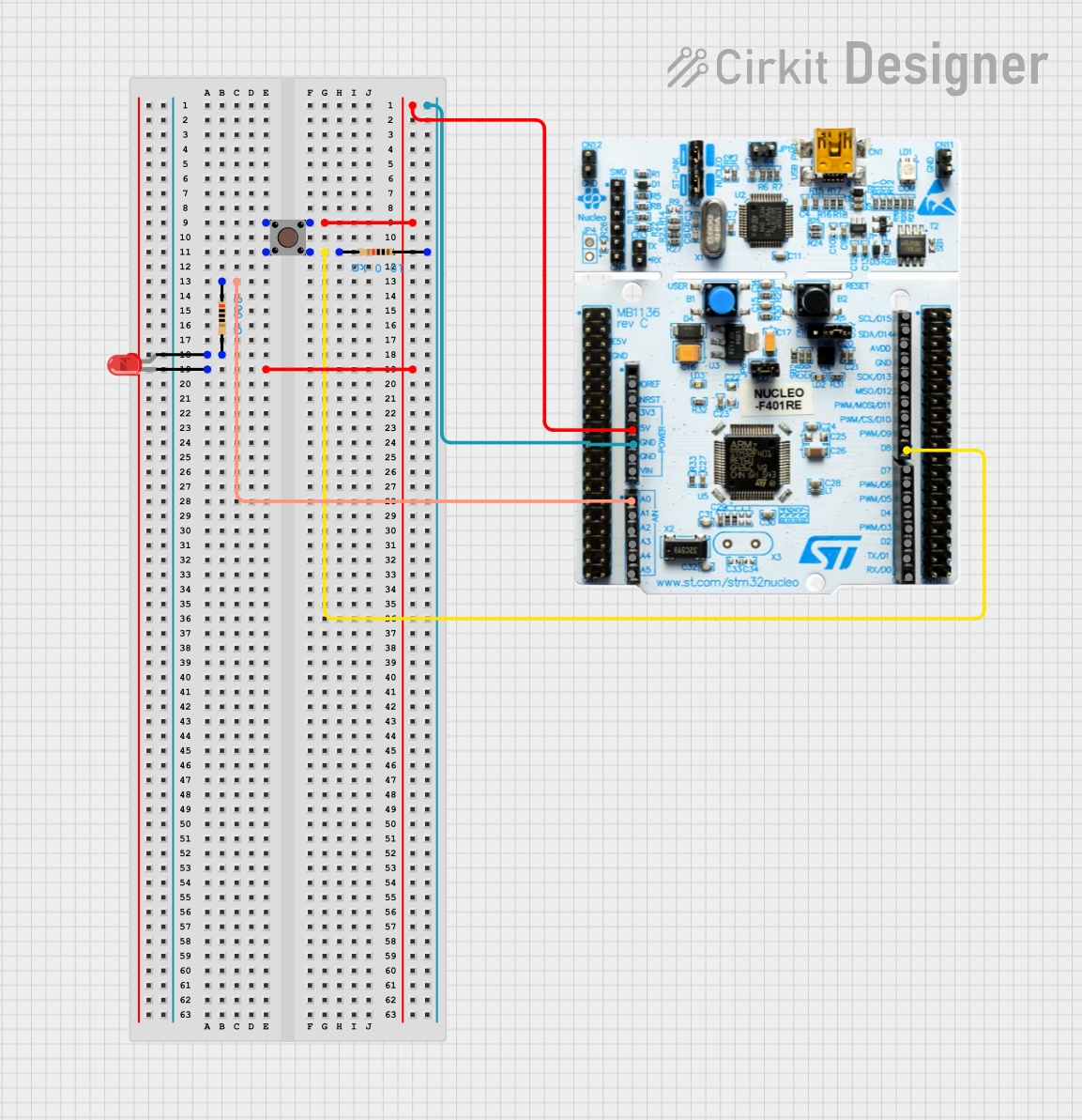 Image of External_Button_LED: A project utilizing Nucleo 401RE in a practical application