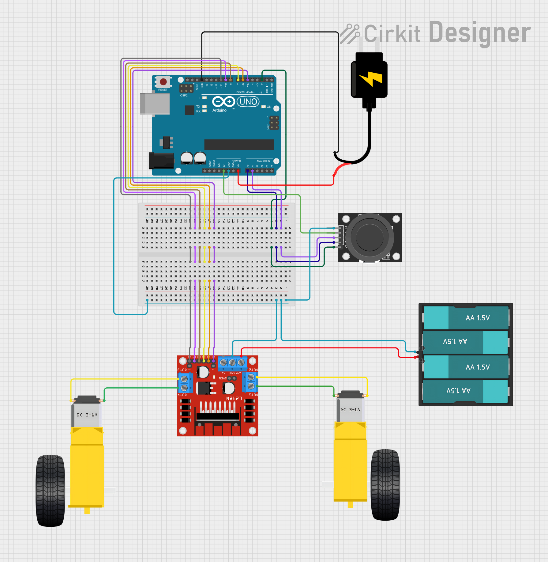 Image of Arduino-Controlled Robotic Vehicle with Joystick and L298N Motor Driver