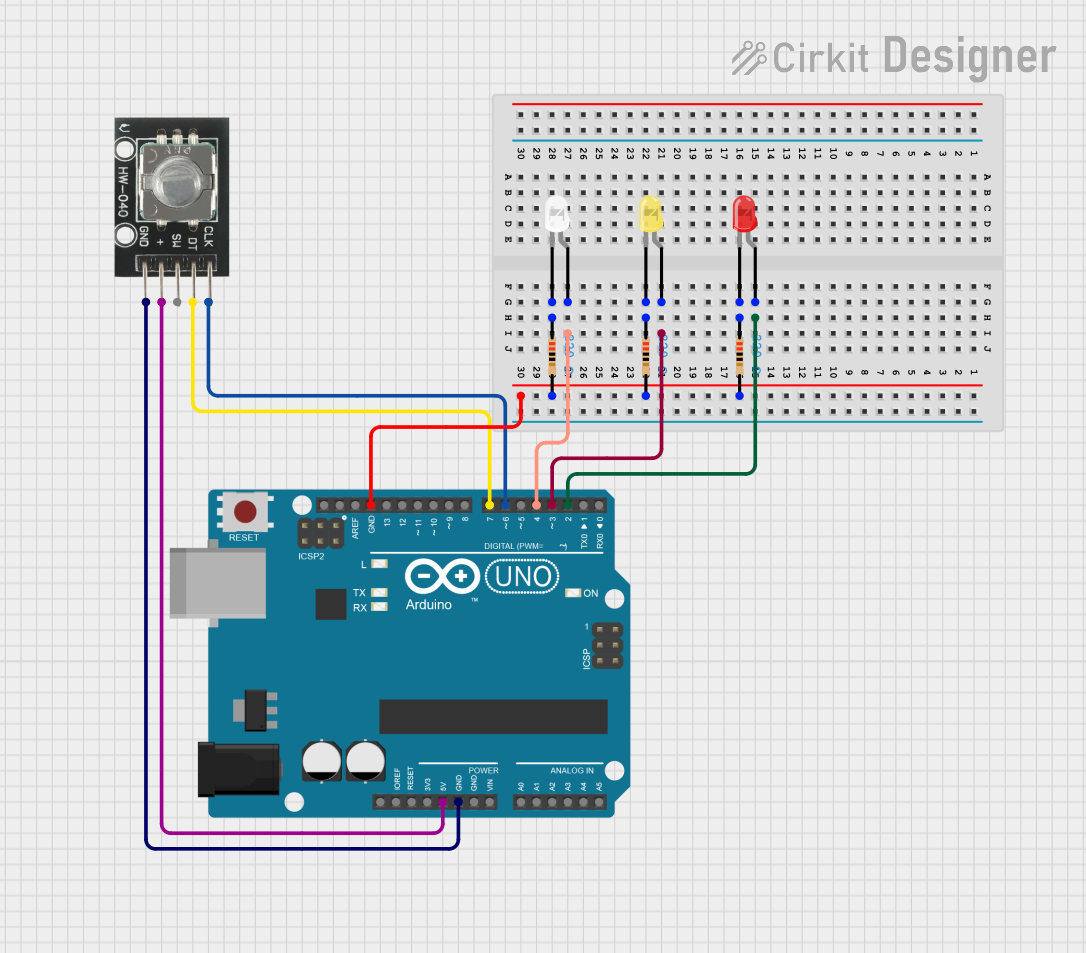 Image of Encoder Controlled LED's: A project utilizing HW-040 Rotary Encoder in a practical application