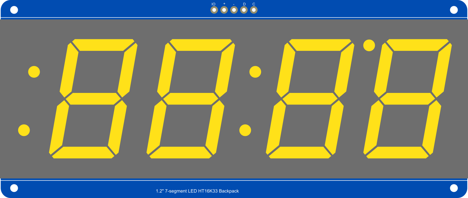 Image of Adafruit Seven-Segment LED Backpack 1.2 Inch Digits Yellow