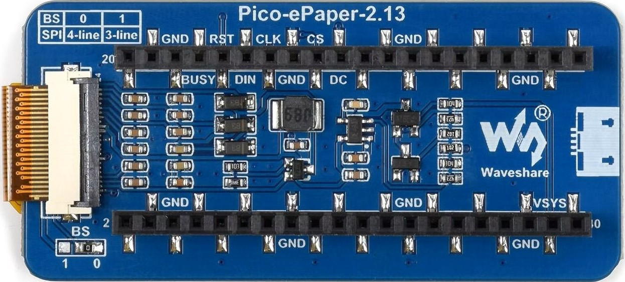 Image of WaveShare 2.13inch E-Ink Display for Raspberry Pi Pico