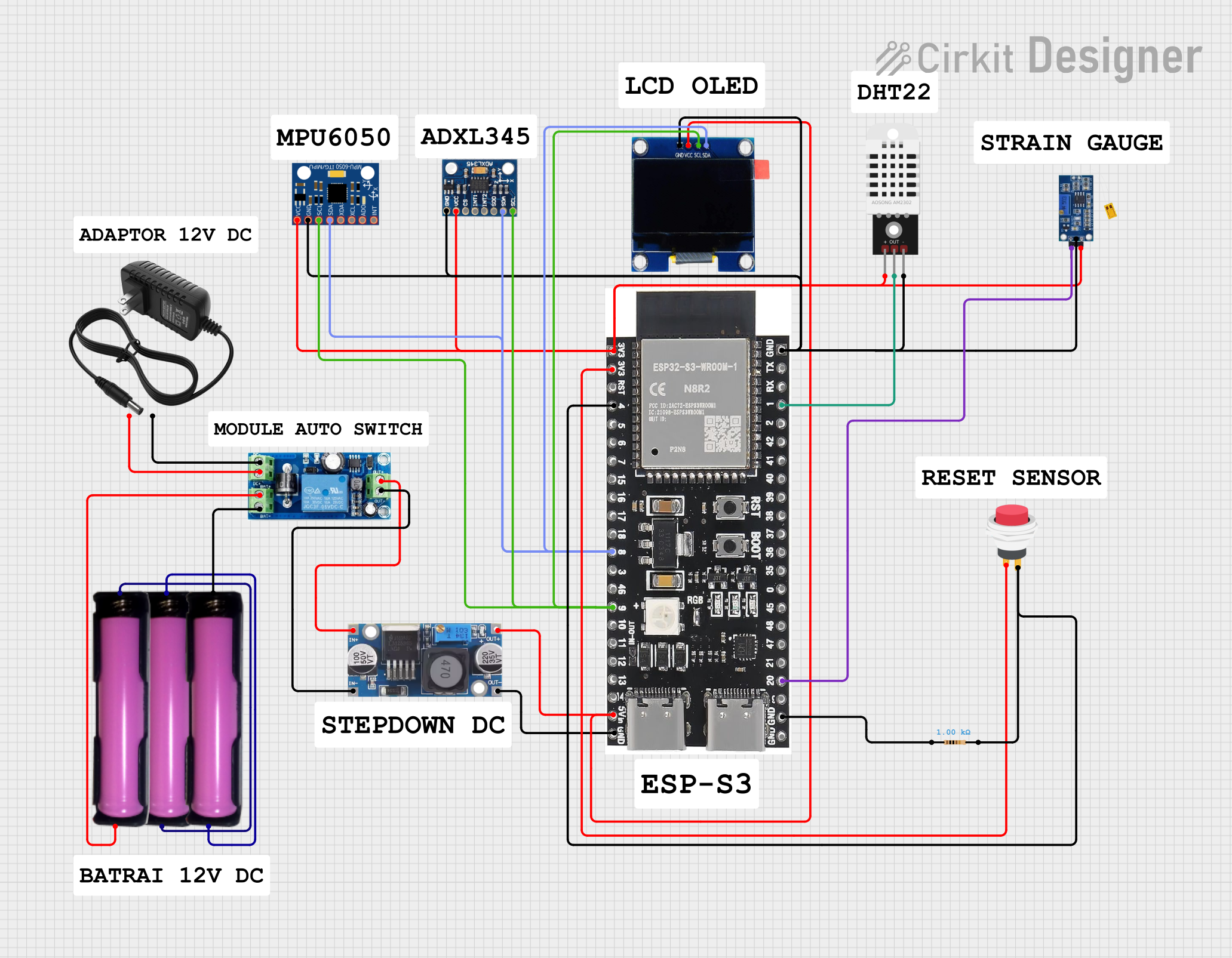 Image of Diagram wiring: A project utilizing Adafruit AP3429 3.3V Buck in a practical application