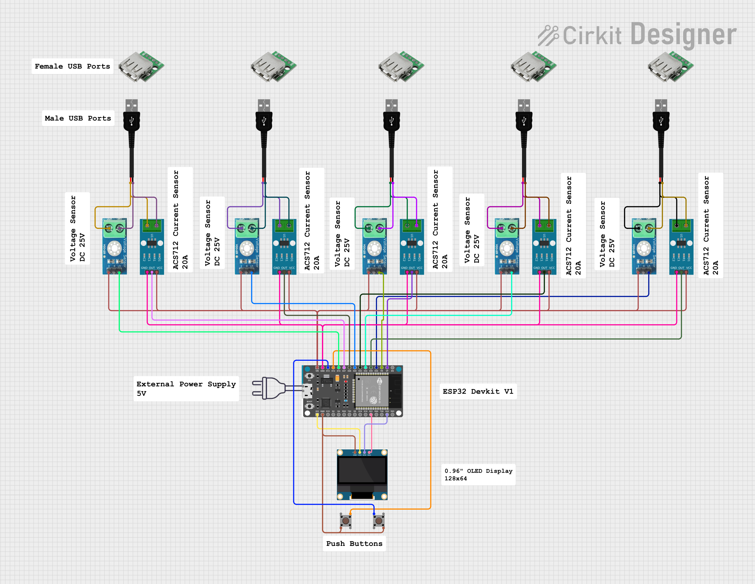 Image of Ckt1: A project utilizing Voltage Meter Sensor DC0-25 V in a practical application