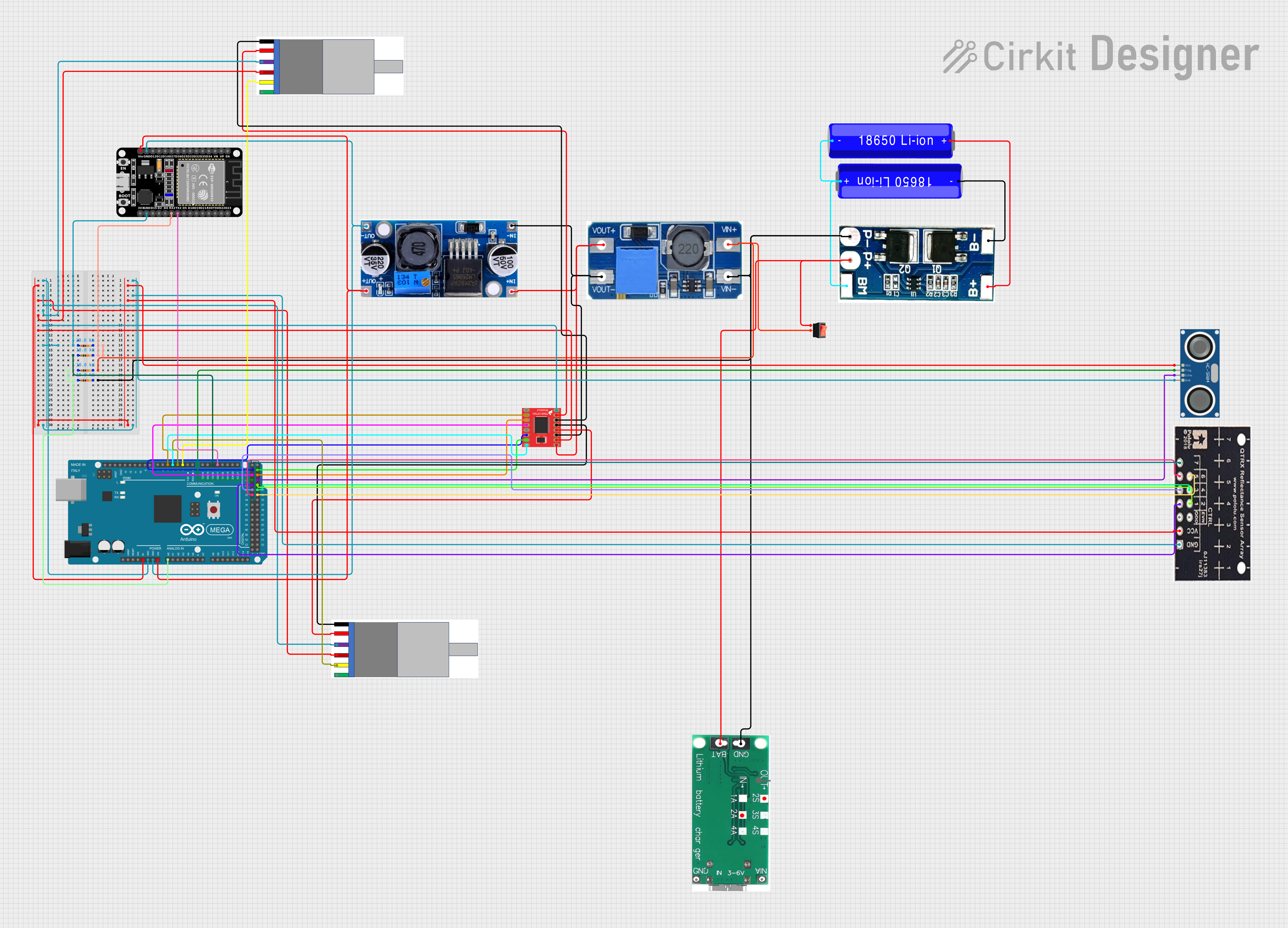 Image of PID Line Following Robot (Breadboarded): A project utilizing DC Motor with Encoder in a practical application