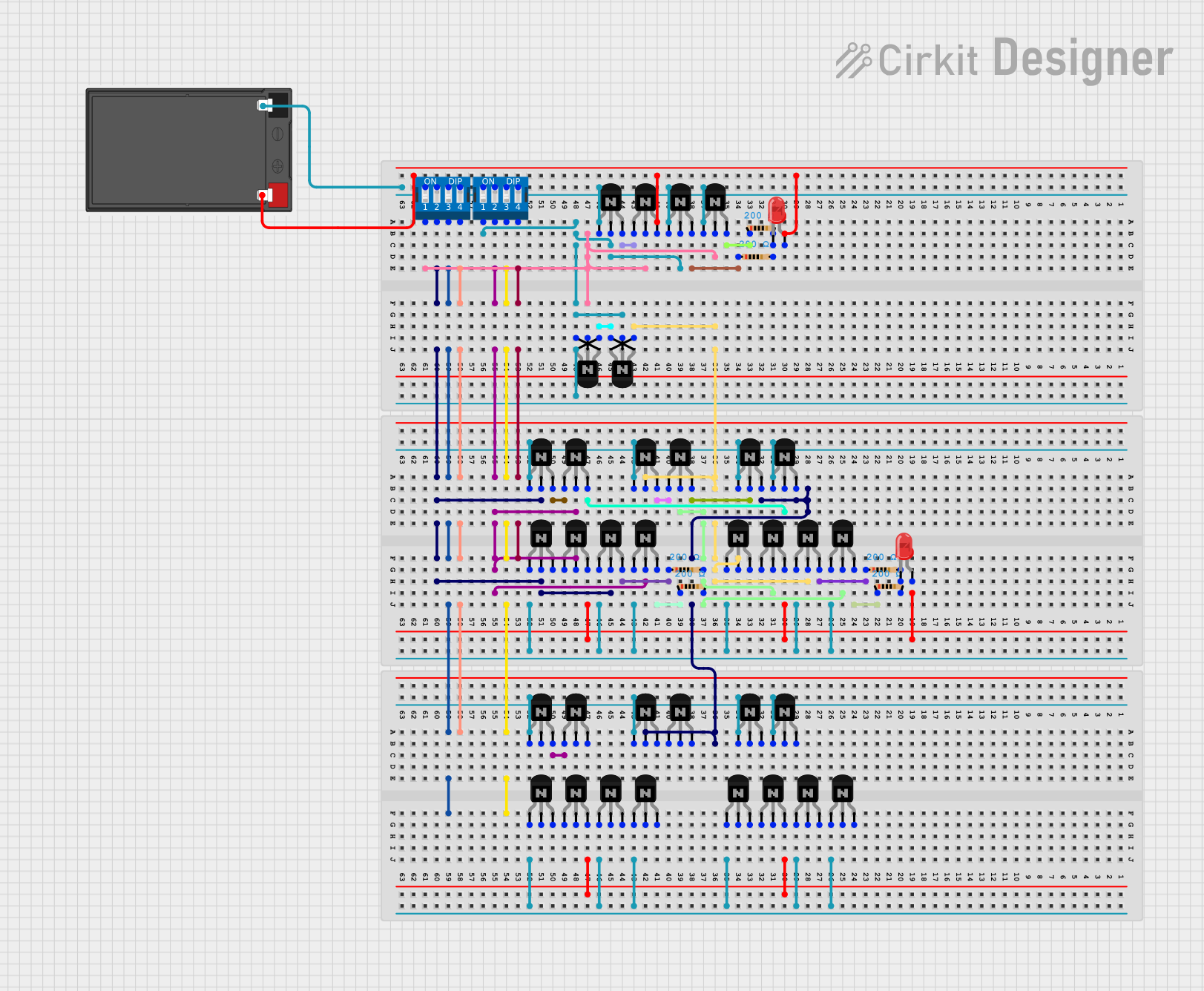 Image of Personal Project: half adder works: A project utilizing DIP Switch 4 Position in a practical application