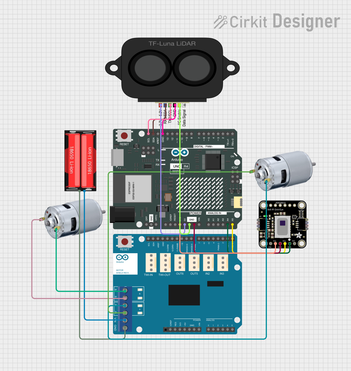 Image of Arduino UNO R4 WiFi and Motor Shield Robotic System with LIDAR and Thermal Imaging