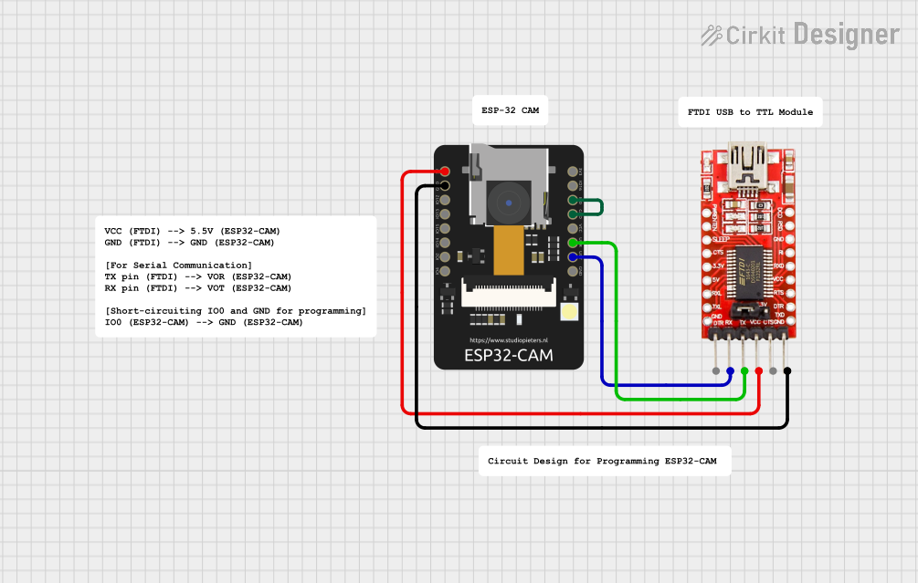 Image of ESP32-CAM and FTDI Programming: A project utilizing FTDI Programmer in a practical application