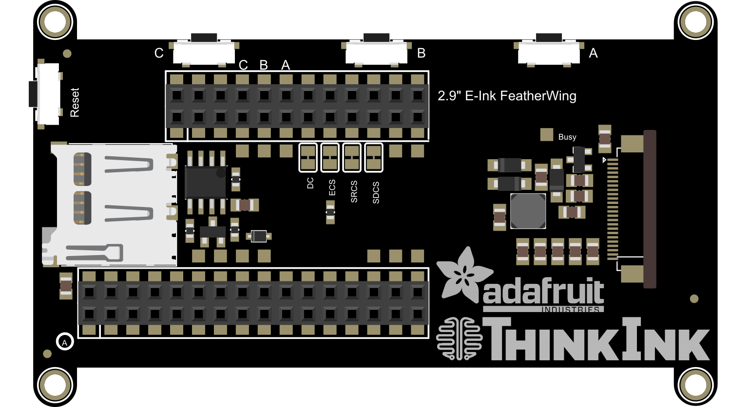 Image of Adafruit 2.9in eInk Under FeatherWing