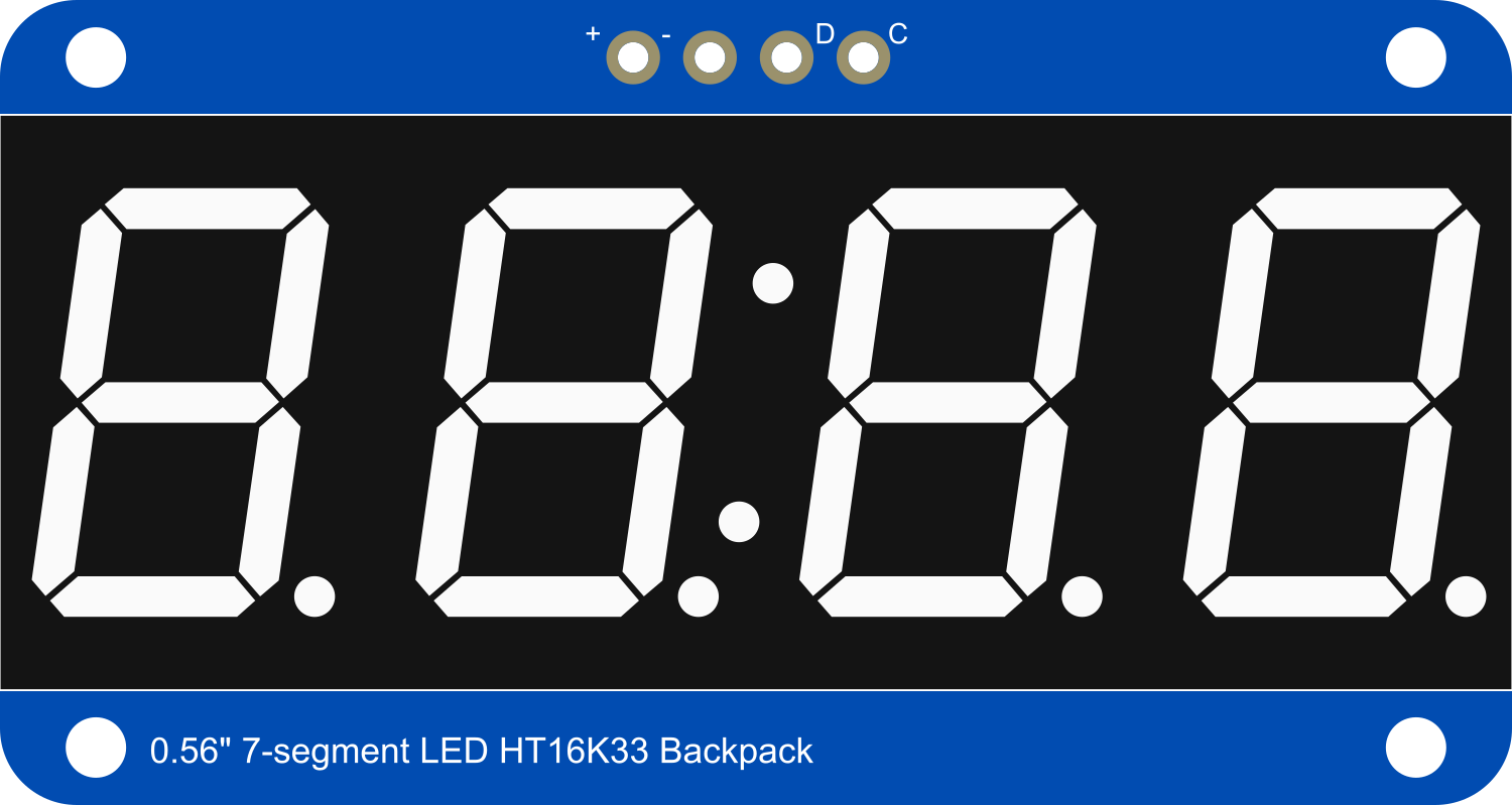 Image of Adafruit 0.56 inch 7-segment LED Backpack White