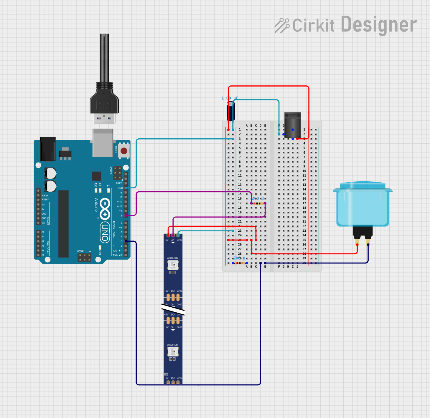 Image of Simon Circuit: A project utilizing Arcade Button (white) in a practical application