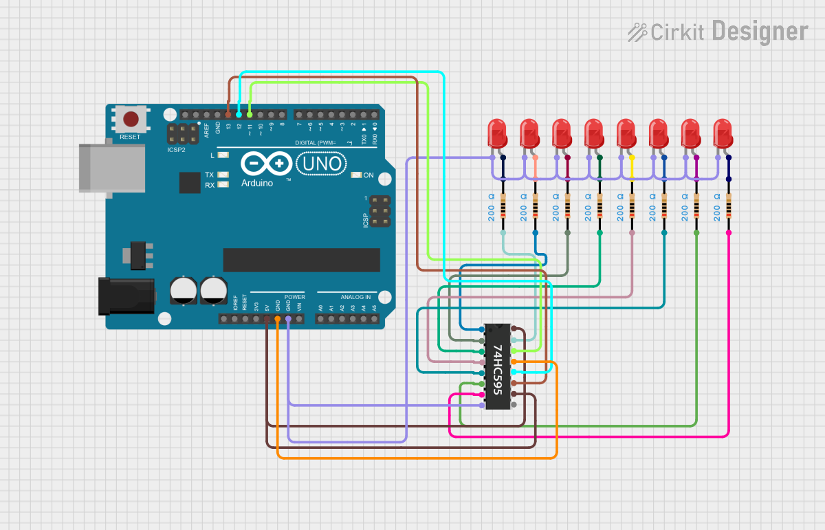 Image of 74HC595 Shift Register: A project utilizing 74HC595 Shift Register in a practical application