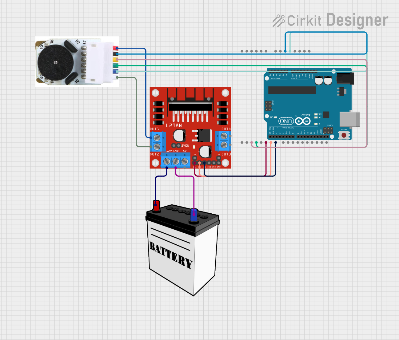 Image of Arduino UNO and L298N Motor Driver Controlled DC Motor with Encoder