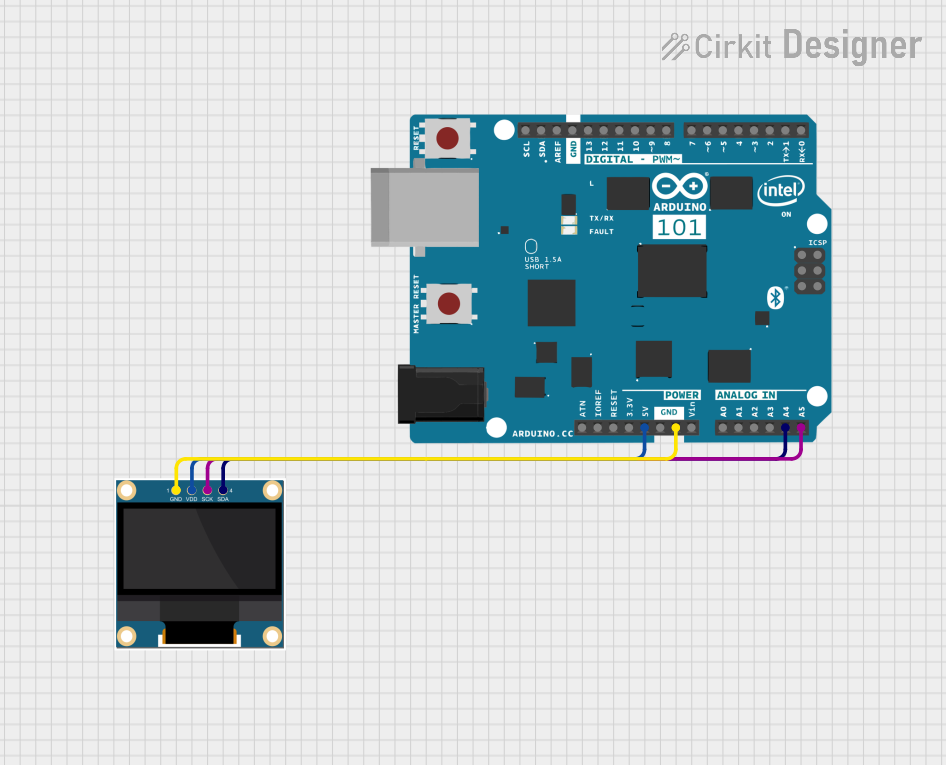 Image of wokwi animater test: A project utilizing Mono 0.96in 128x64 OLED with STEMMA QT in a practical application