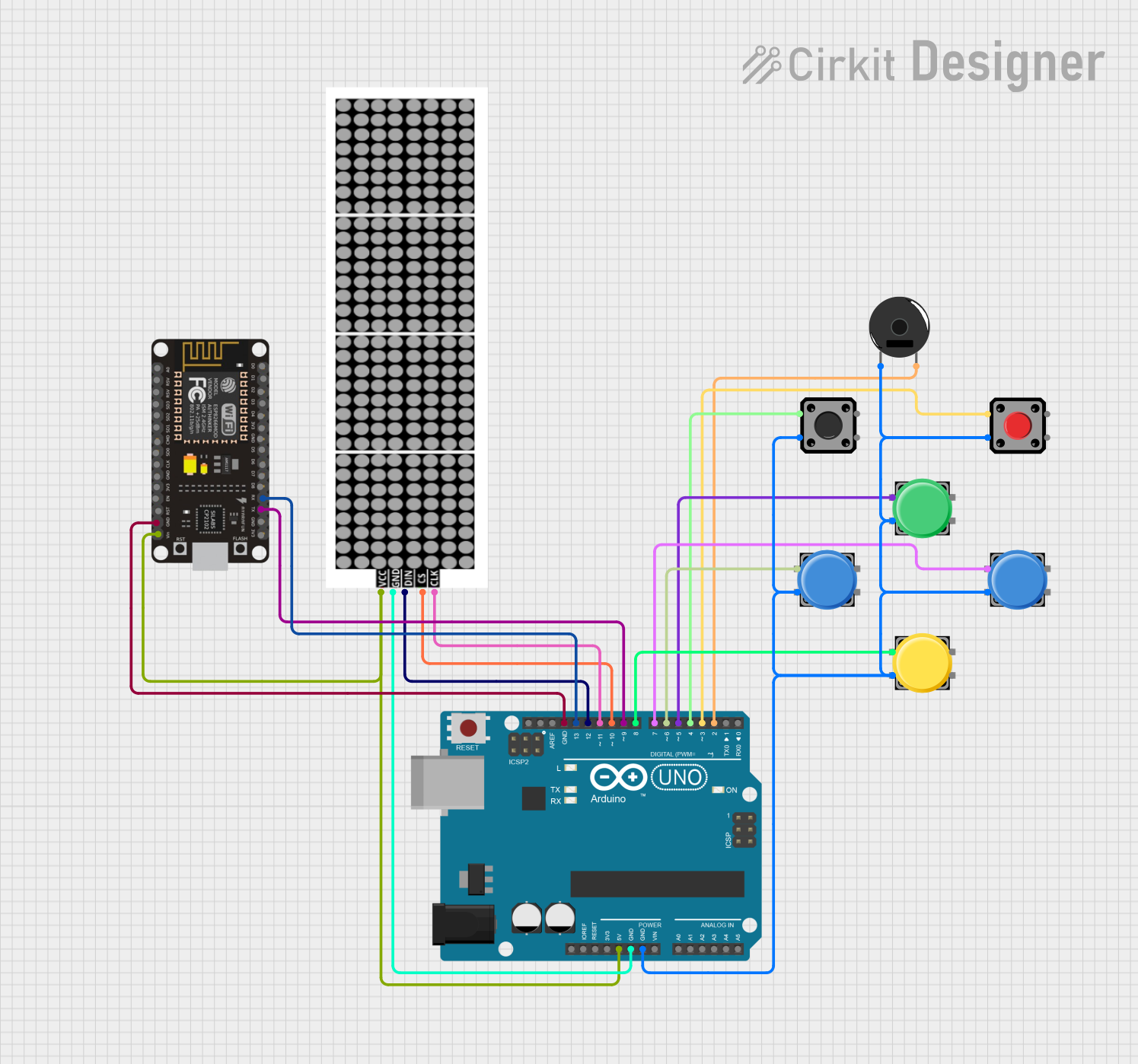 Image of Tetris game: A project utilizing Push Button Round in a practical application