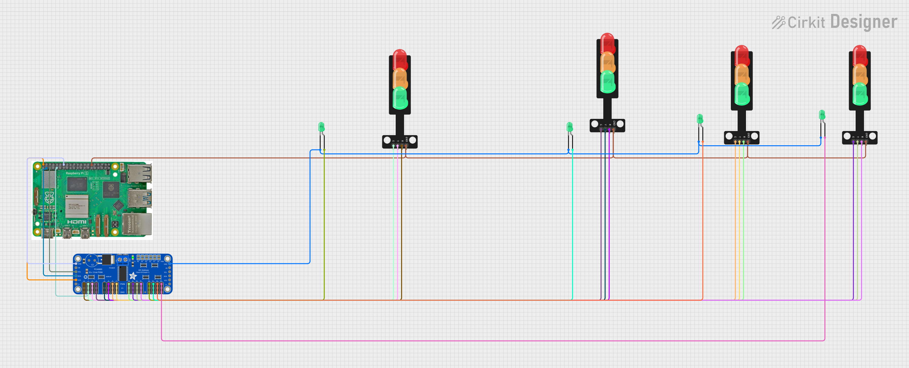 Image of traffic : A project utilizing Adafruit 12-Channel 16-bit PWM LED Driver - SPI in a practical application