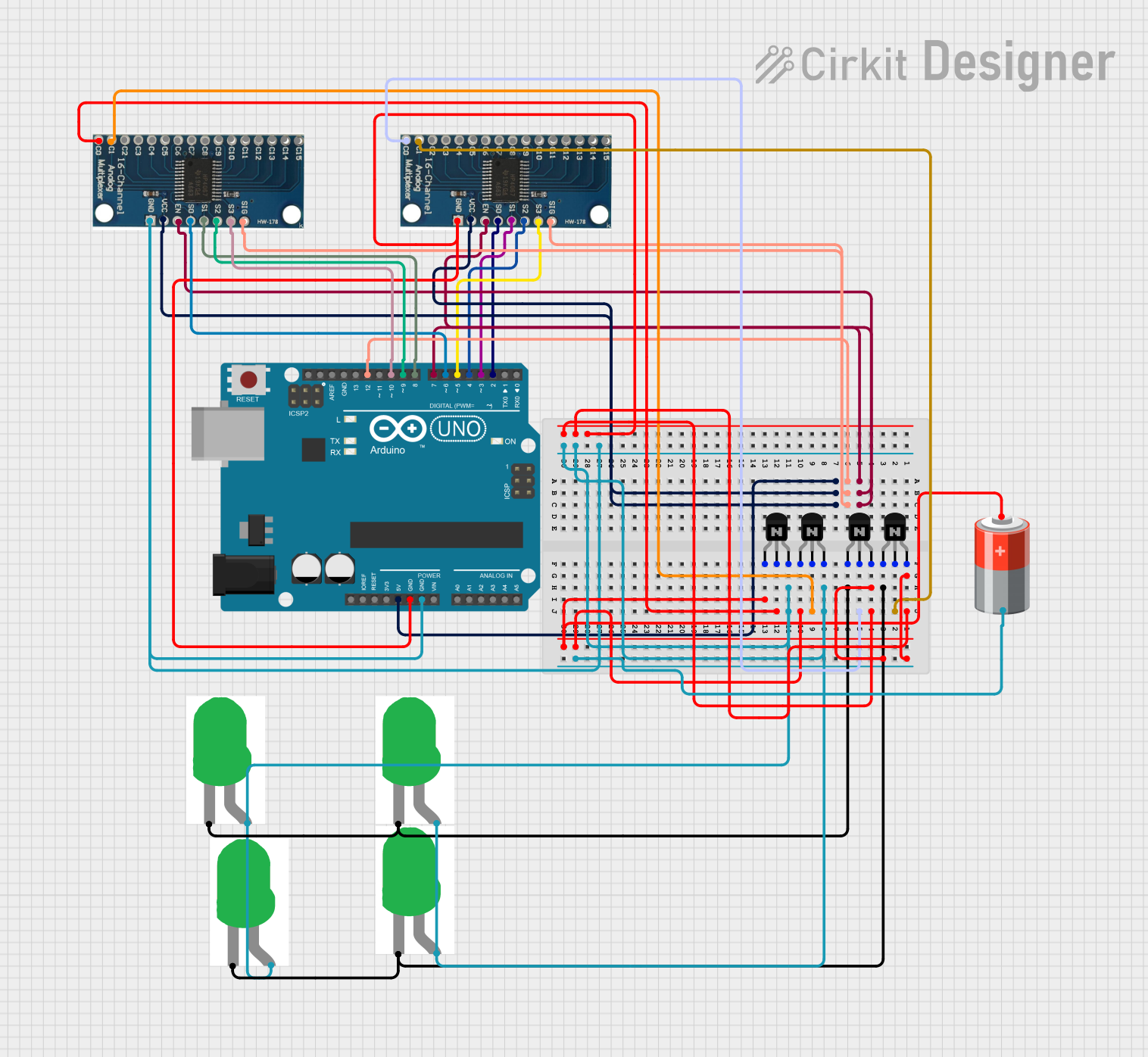 Image of LED Display project: A project utilizing 16 channel analog multiplexer bob in a practical application