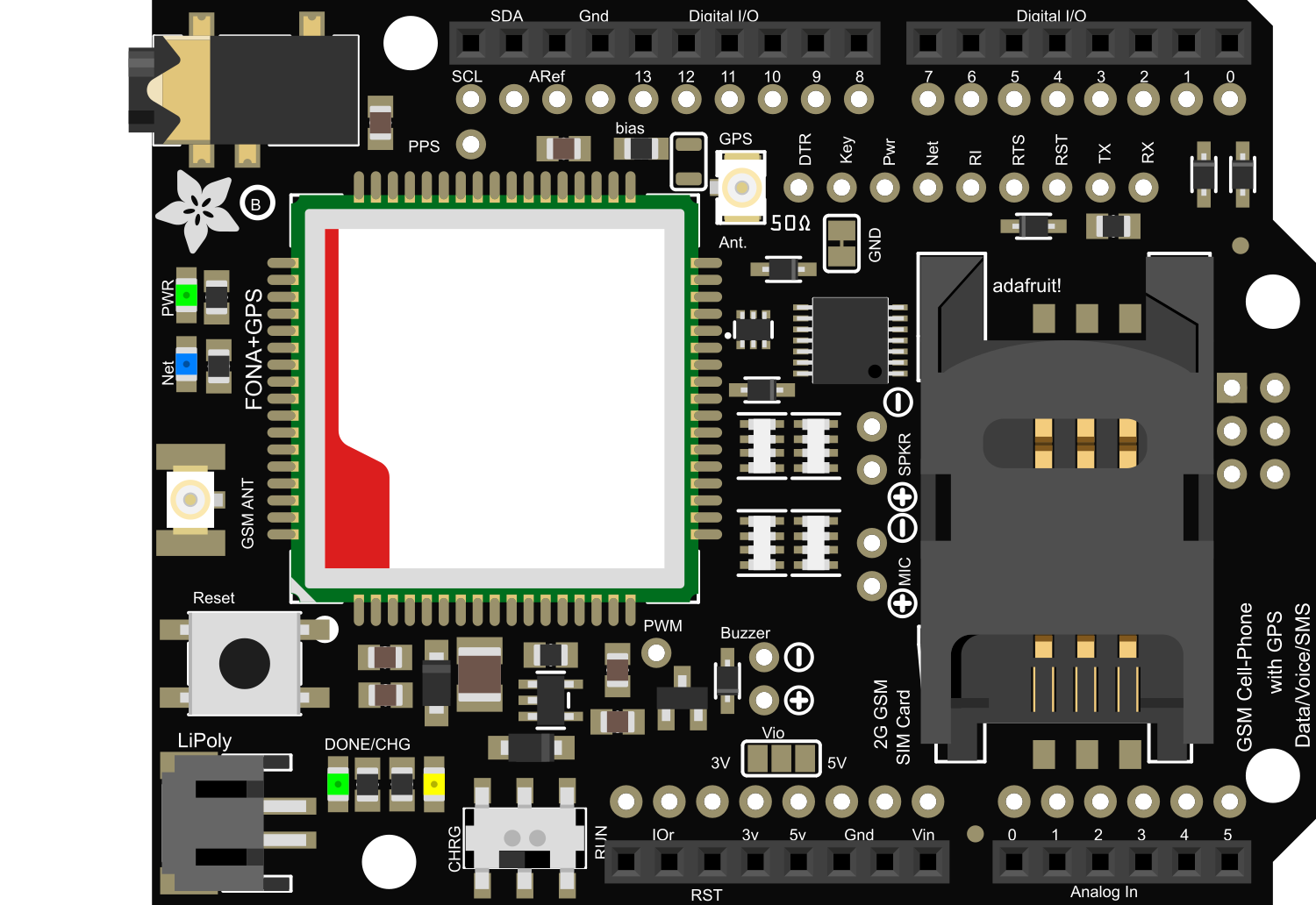 Image of Adafruit FONA 808 Shield