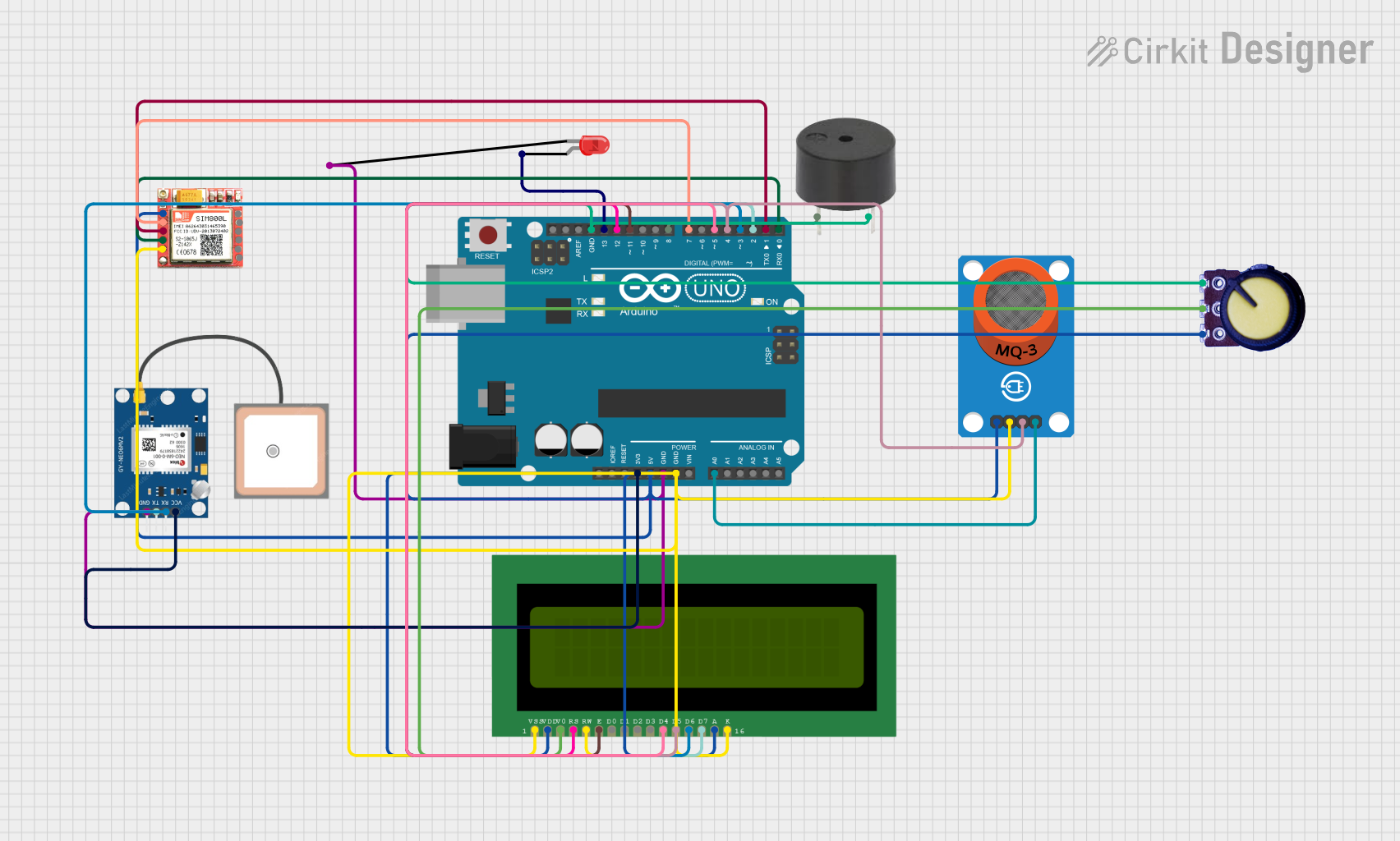 Image of Arduino-Based Alcohol Detection and Location Sharing System with SIM800L and GPS NEO 6M