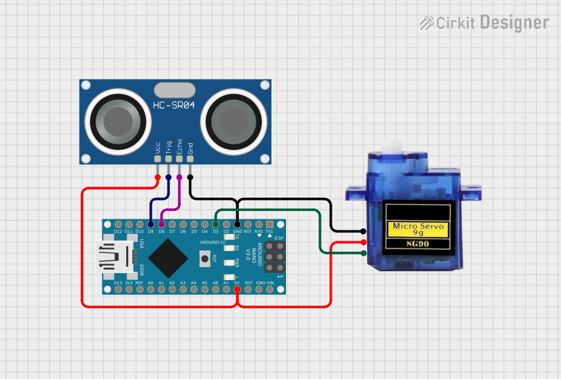 Image of Arduino Nano Controlled Servo with Ultrasonic Sensor