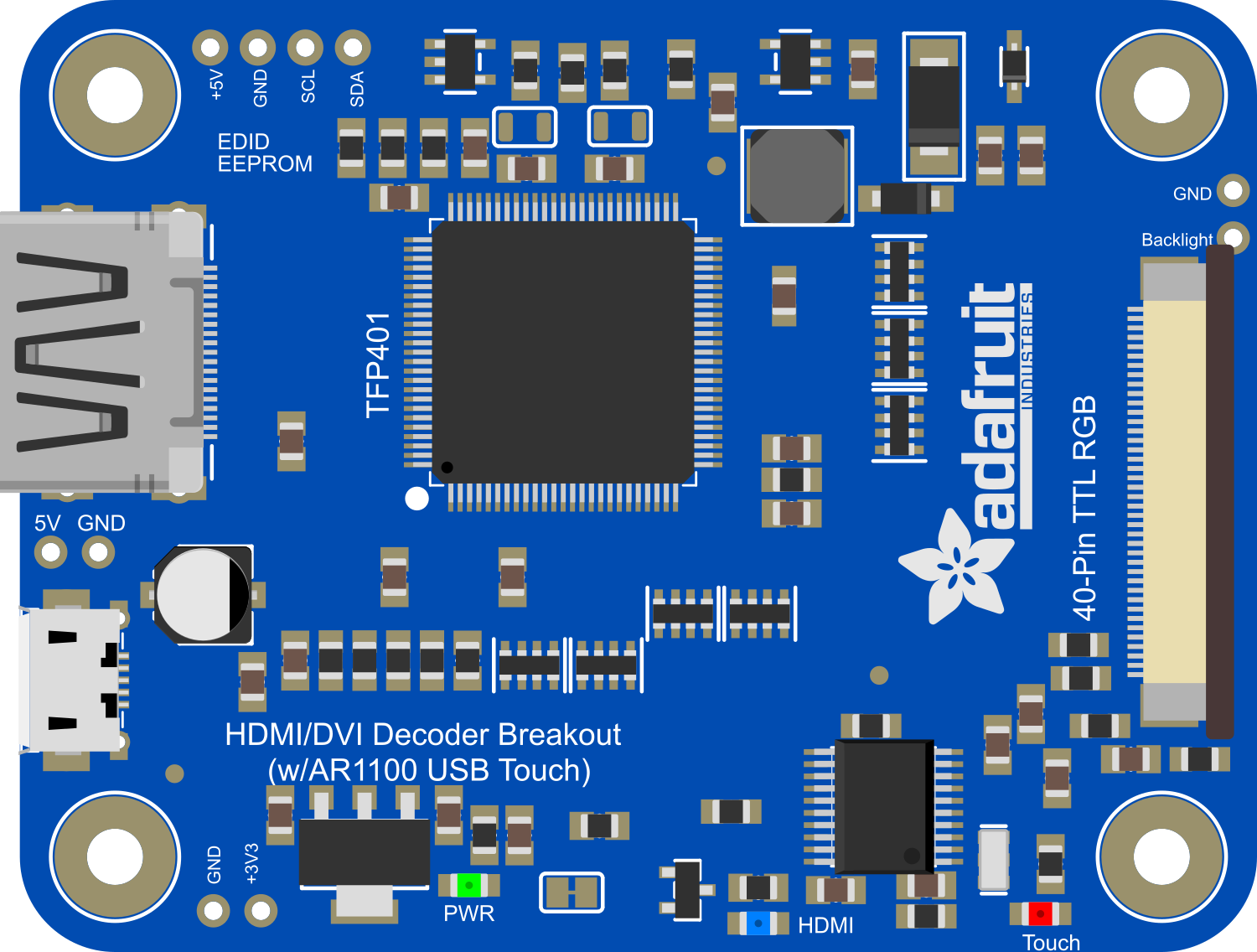 How to Use Adafruit TFP401 to 40 pin TFT with Touch: Pinouts, Specs, and  Examples | Cirkit Designer