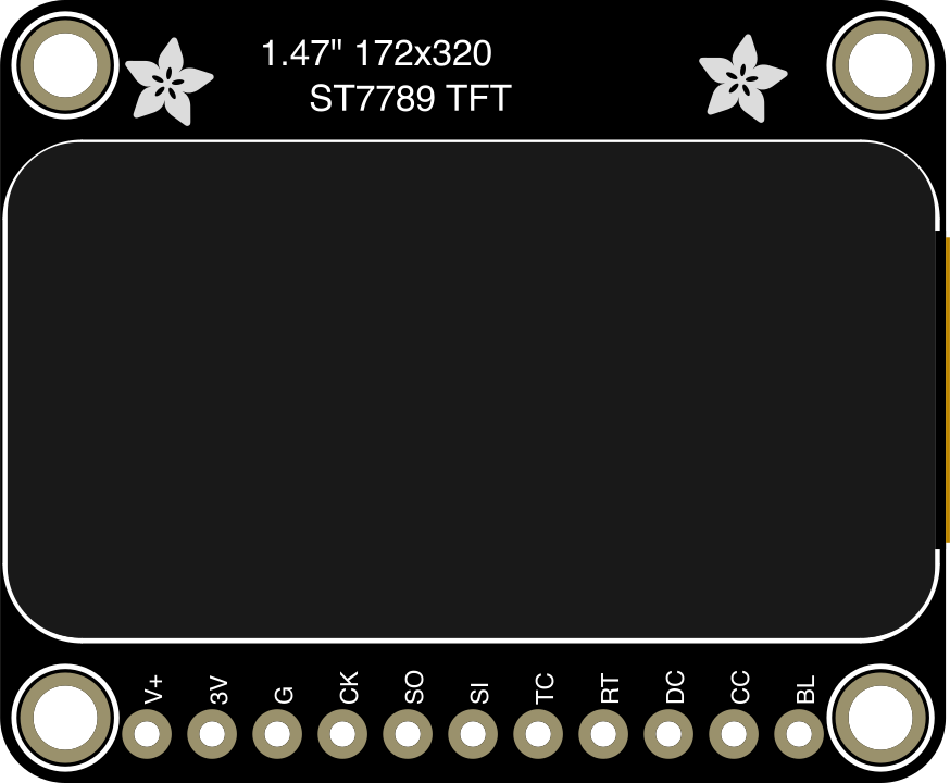 Image of Adafruit 1.47in 320x172 Round Rectangle TFT
