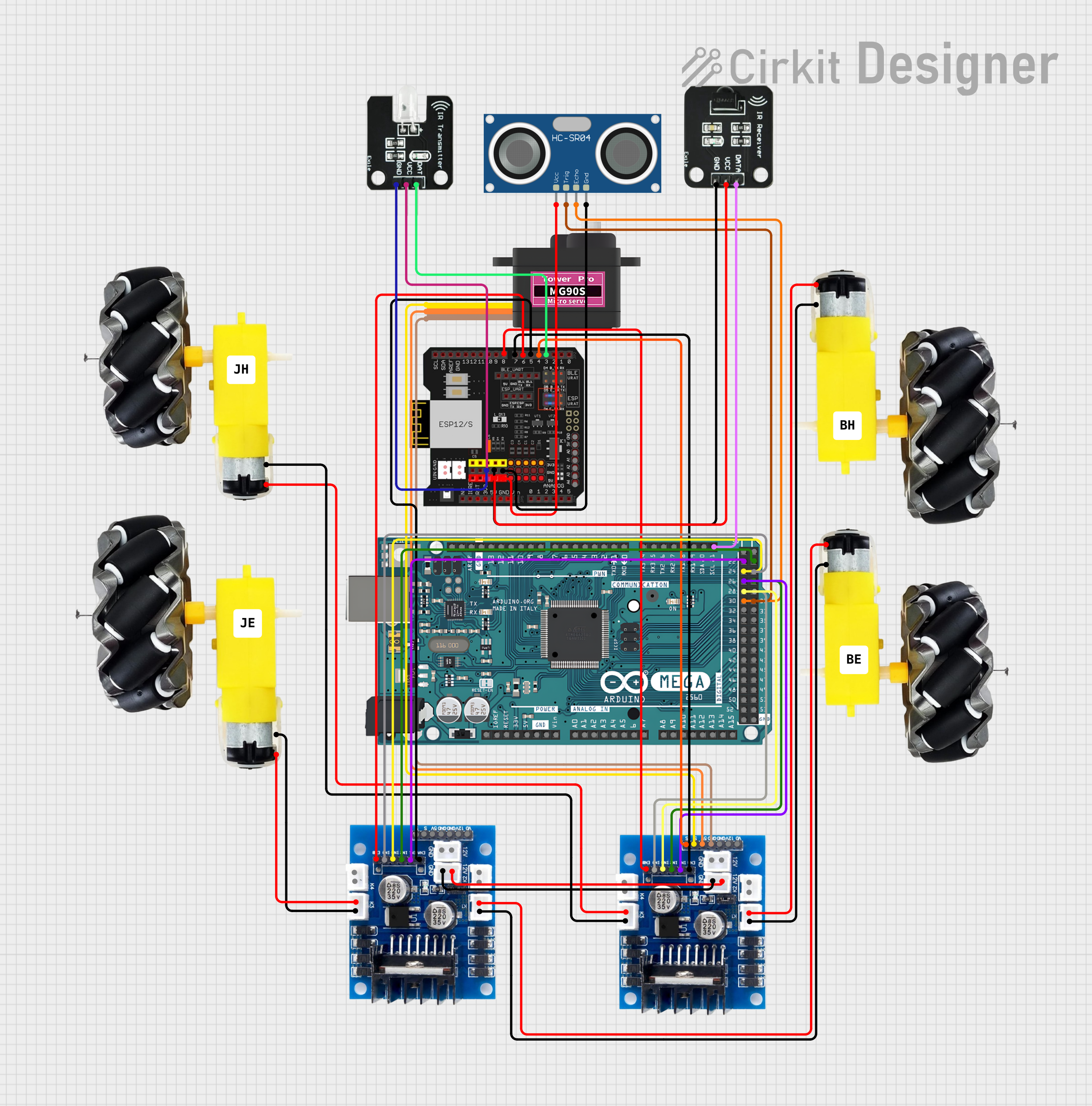 Image of Arduino-Controlled Robotic Vehicle with Ultrasonic Sensor and IR Communication