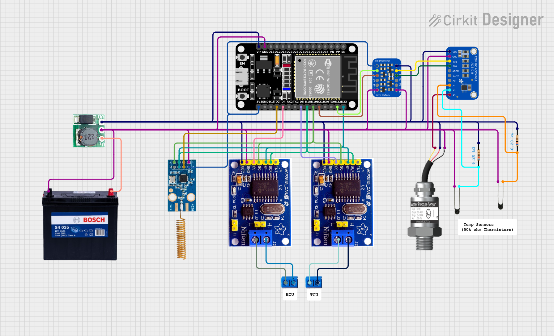 Image of CAN mini dash: A project utilizing MPS20N0040D PRESSURE SENSOR  in a practical application