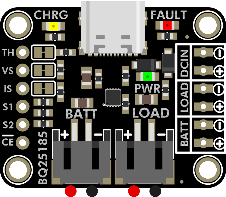 Image of Adafruit bq25185 USB - DC - Solar Lithium Ion Polymer Charger