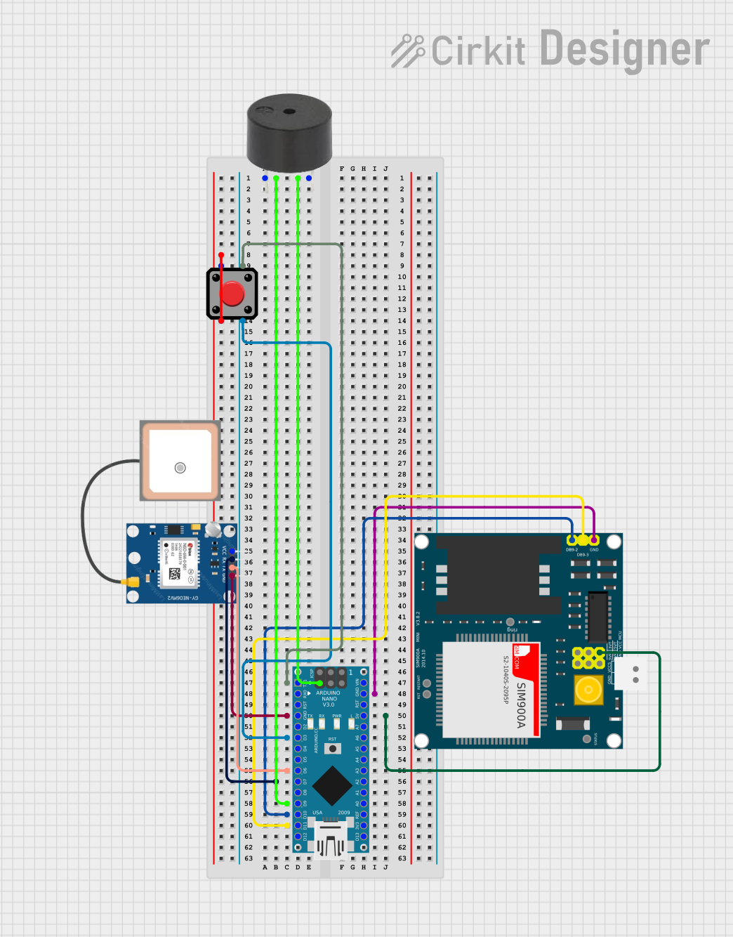 Image of Arduino Nano Based GPS Tracker with GSM Alert and Panic Button