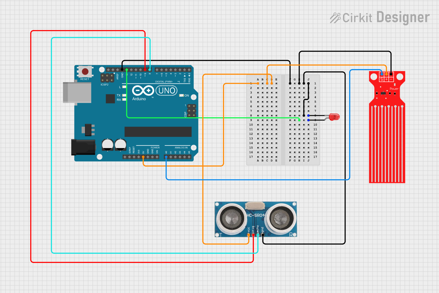 Image of Arduino UNO-Based Water Level and Distance Monitoring System with LED Indicator