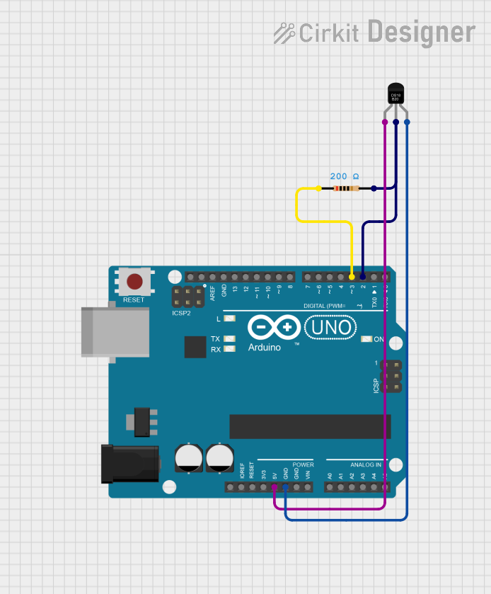 Image of DS18b20 sim test: A project utilizing Temperature Sensor  in a practical application