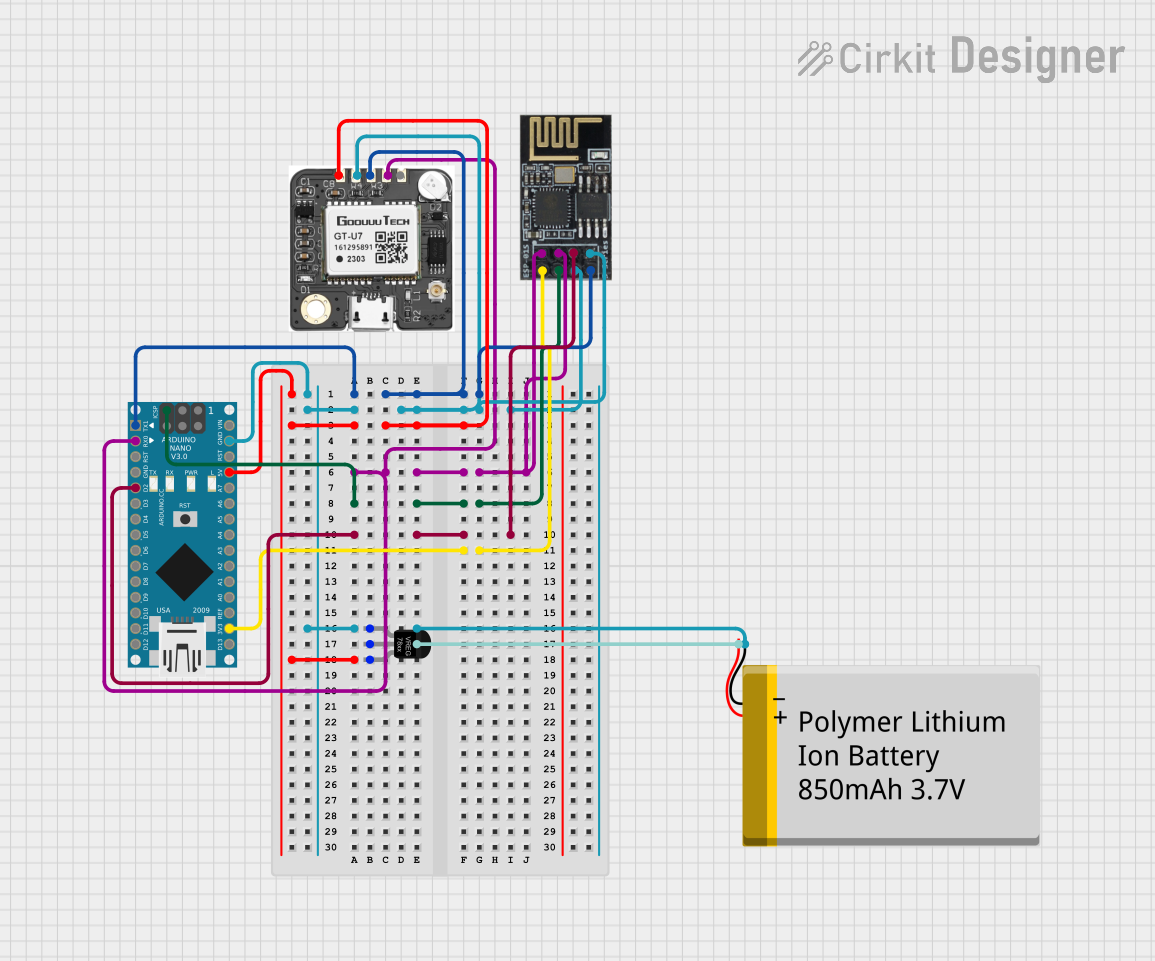 Image of Pet GPS Tracker Arduino: A project utilizing Adafruit PA1010D Mini GPS Module in a practical application