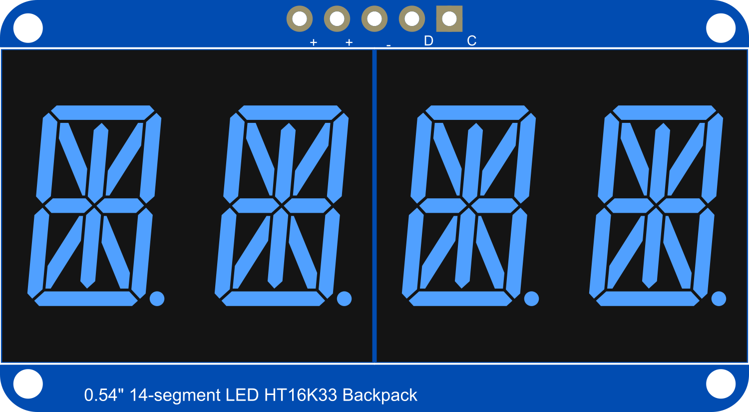 Image of Adafruit 14-segment LED Alphanumeric Backpack Blue