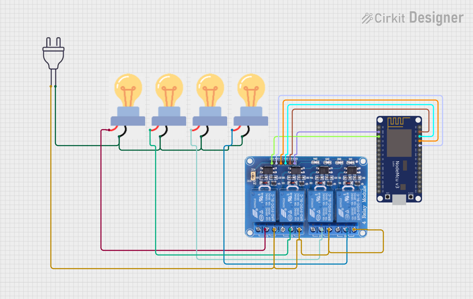 Image of HOME AUTOMATION USING GOOGLE ASSISTANT: A project utilizing 3 Channel Relay 5V in a practical application