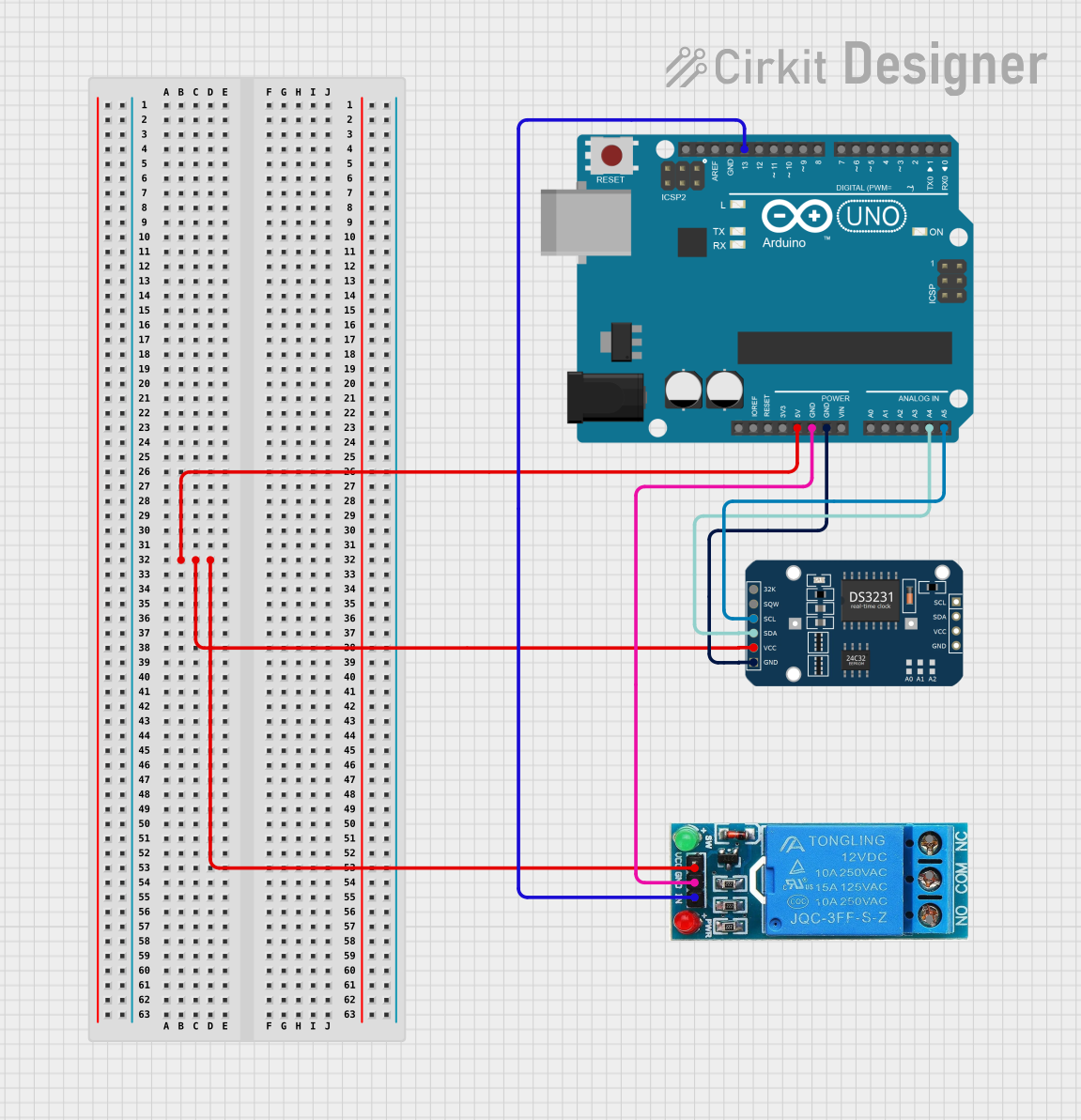 Image of Hooter connections: A project utilizing RTC-DS1302 in a practical application