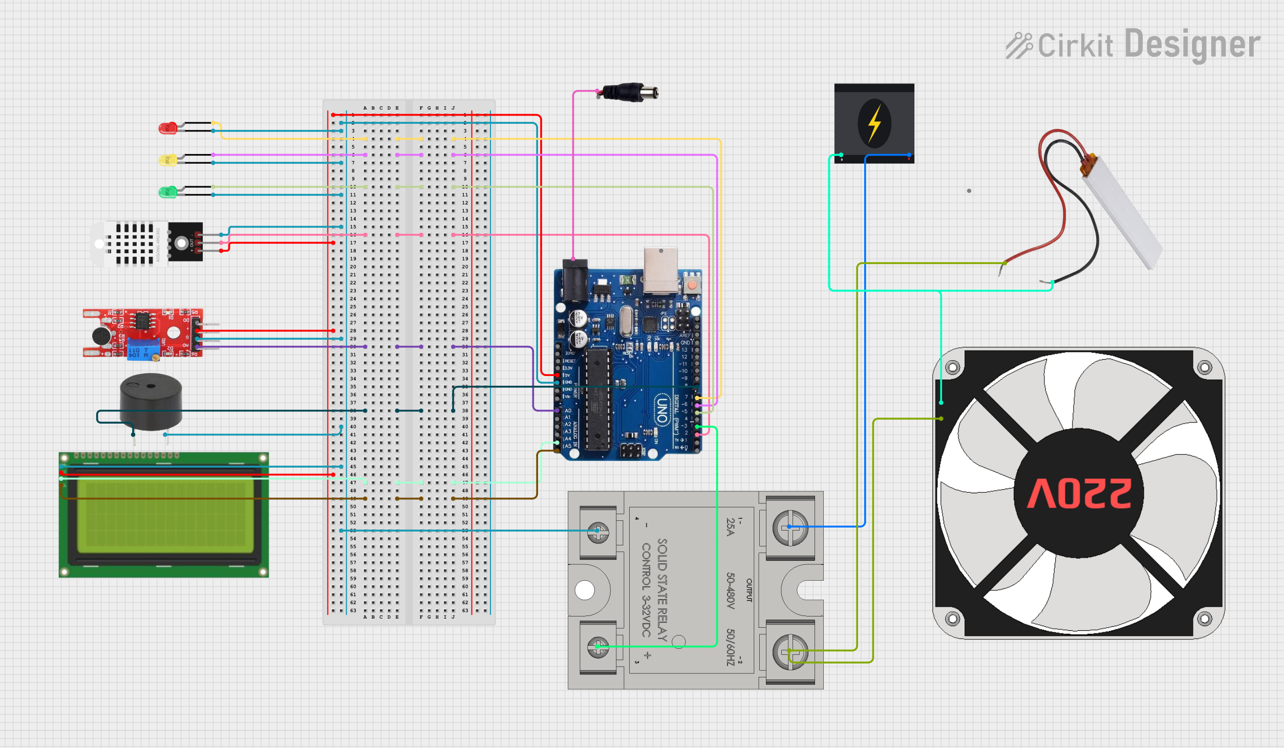 Image of Arduino Uno-Based Smart Environmental Monitoring System with LCD Display and Sound Detection