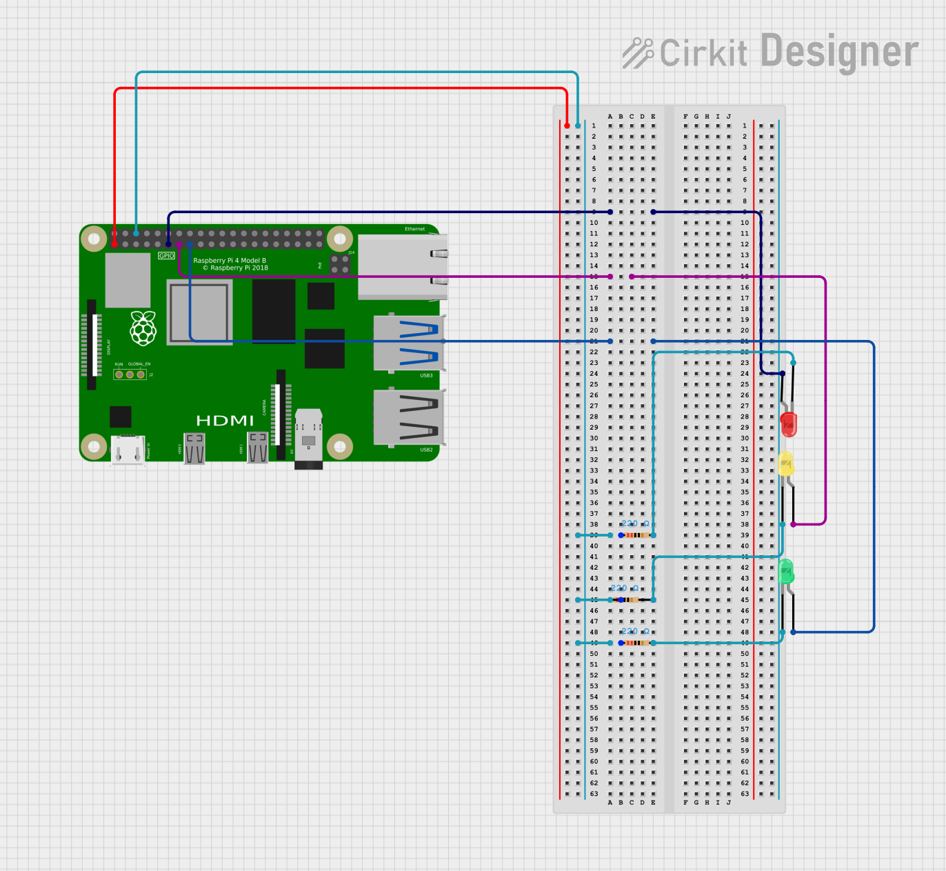 Image of traffic lights: A project utilizing RGB LED: Four Pin in a practical application