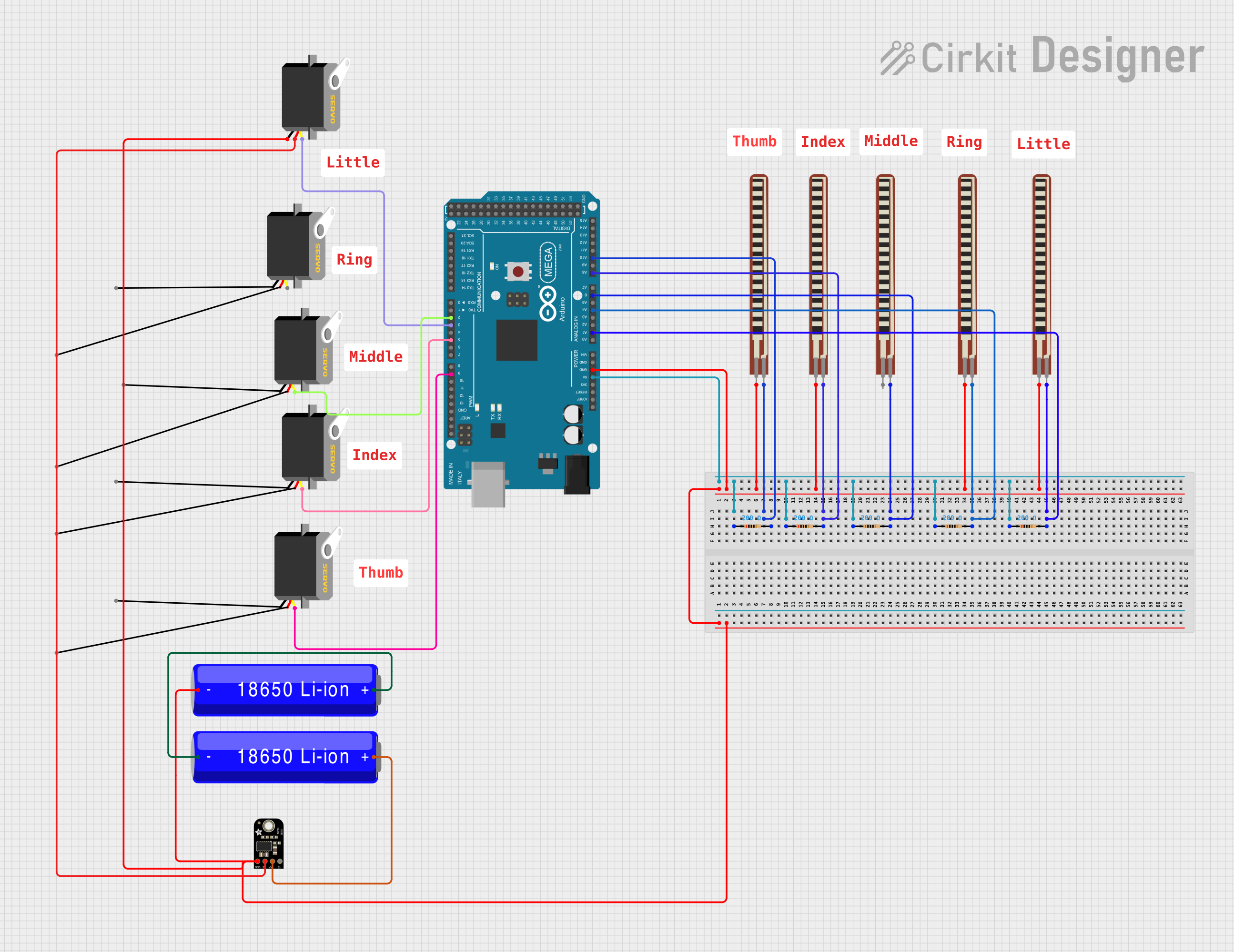 Image of Robot Hand: A project utilizing Adafruit MPM3610 5V in a practical application