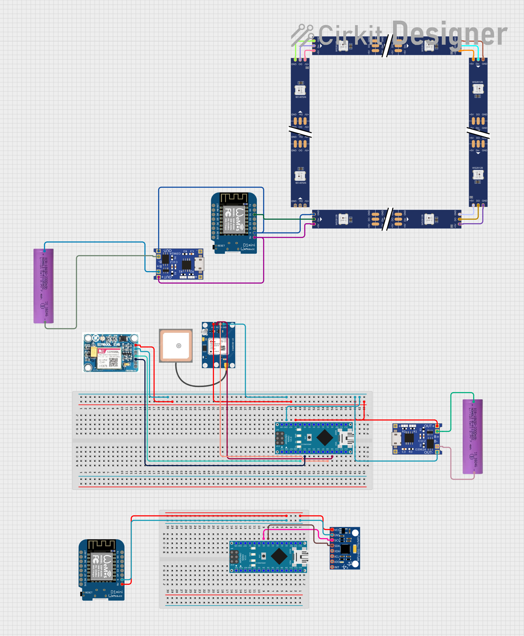 Image of LEDBikeVest-CircuitDiagram: A project utilizing Adafruit GA1A1S202WP in a practical application